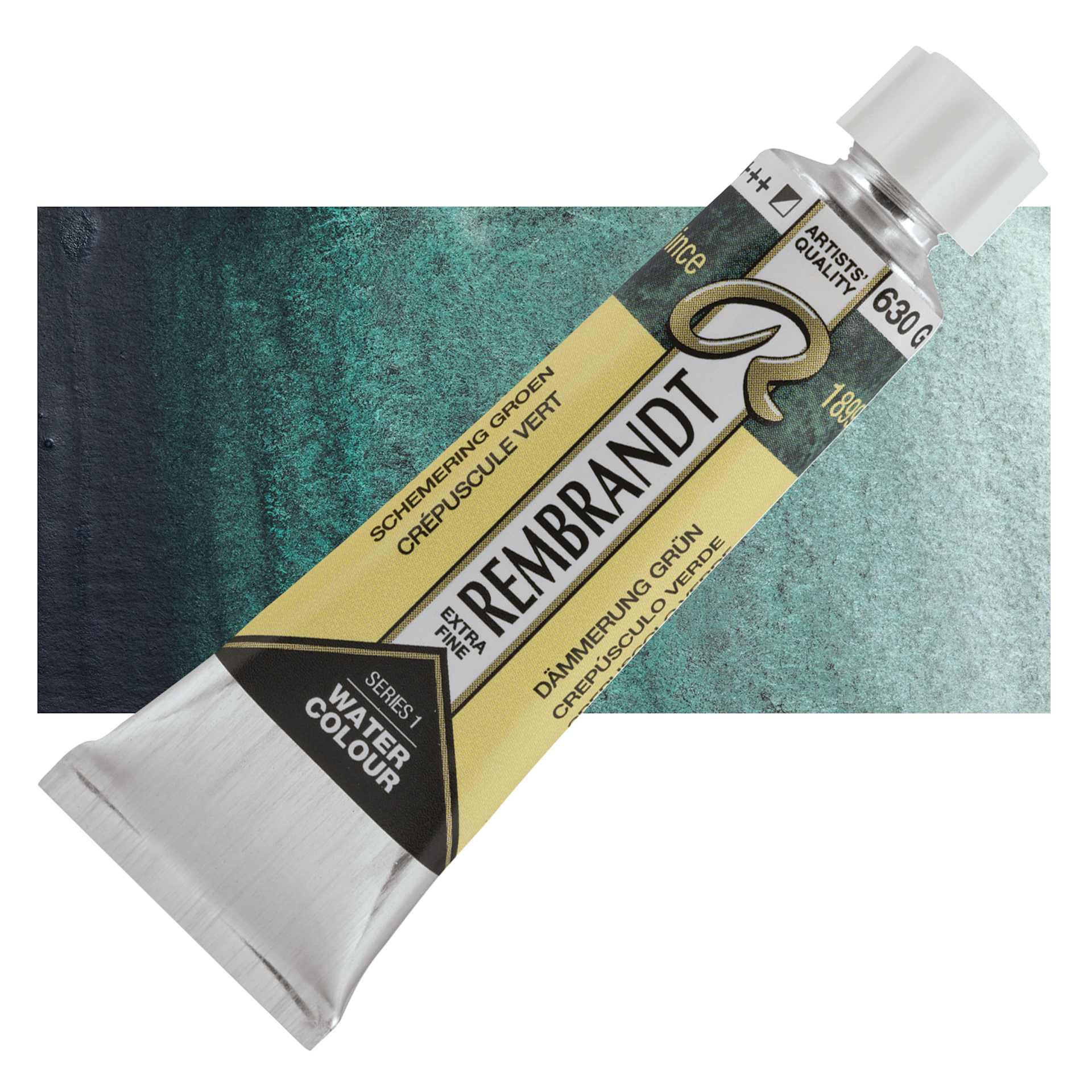 Rembrandt Artist Watercolor - Dusk Green, 10 ml tube and swatch