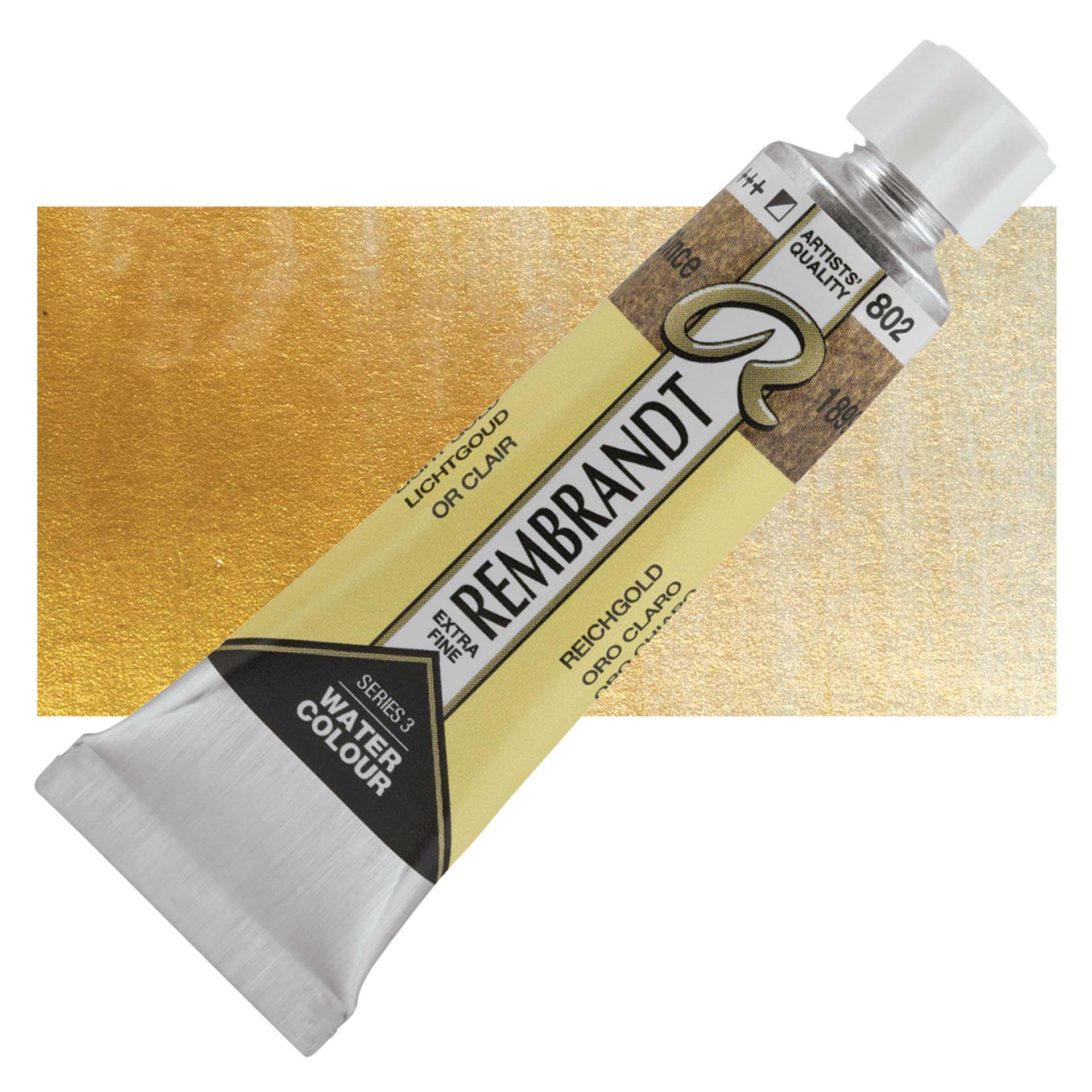 Rembrandt Artist Watercolor - Light Gold, 10 ml tube and swatch