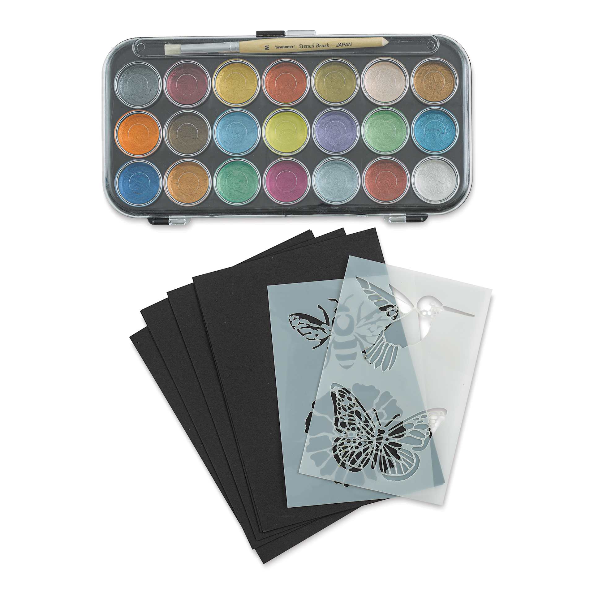 Yasutomo Pearlescent Paint & Stencil Kit (Pan set with lid closed)