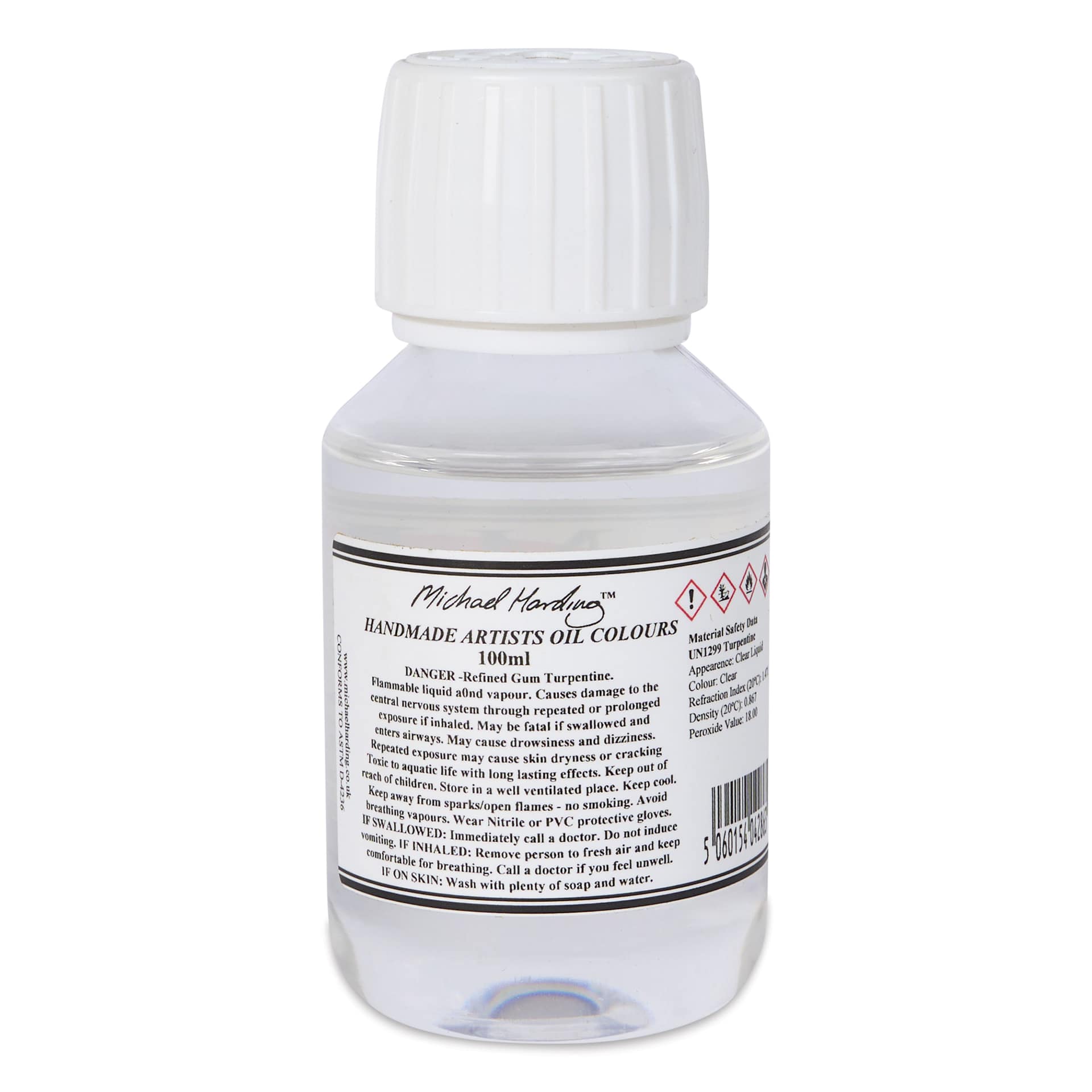 Michael Harding Refined Gum Turpentine Oil Medium - 100 ml back of bottle