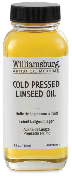 Williamsburg Cold Pressed Linseed Oil - Front of 4 oz bottle
