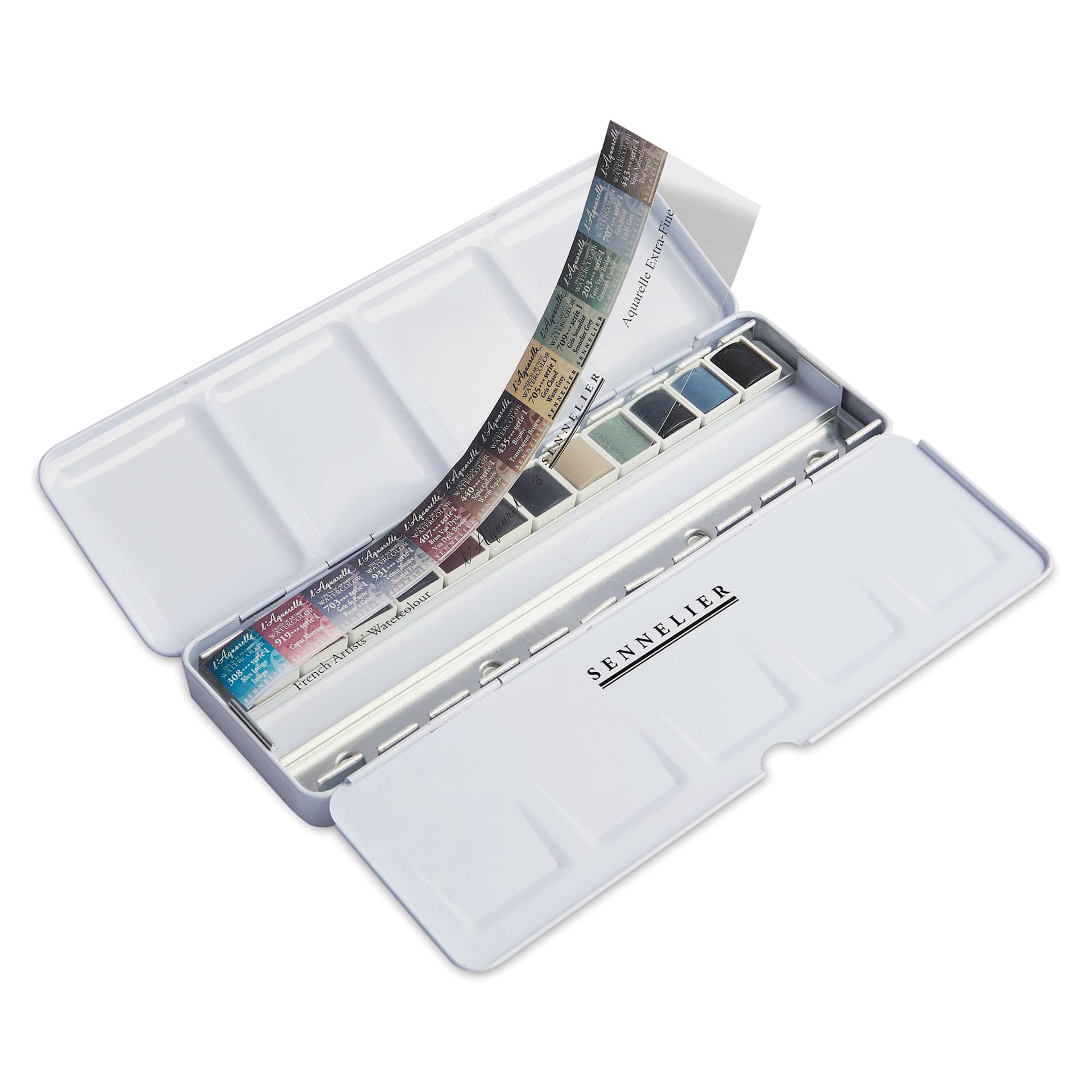 Sennelier French Artists' Watercolors - Set of 12, Neutral, Half Pans