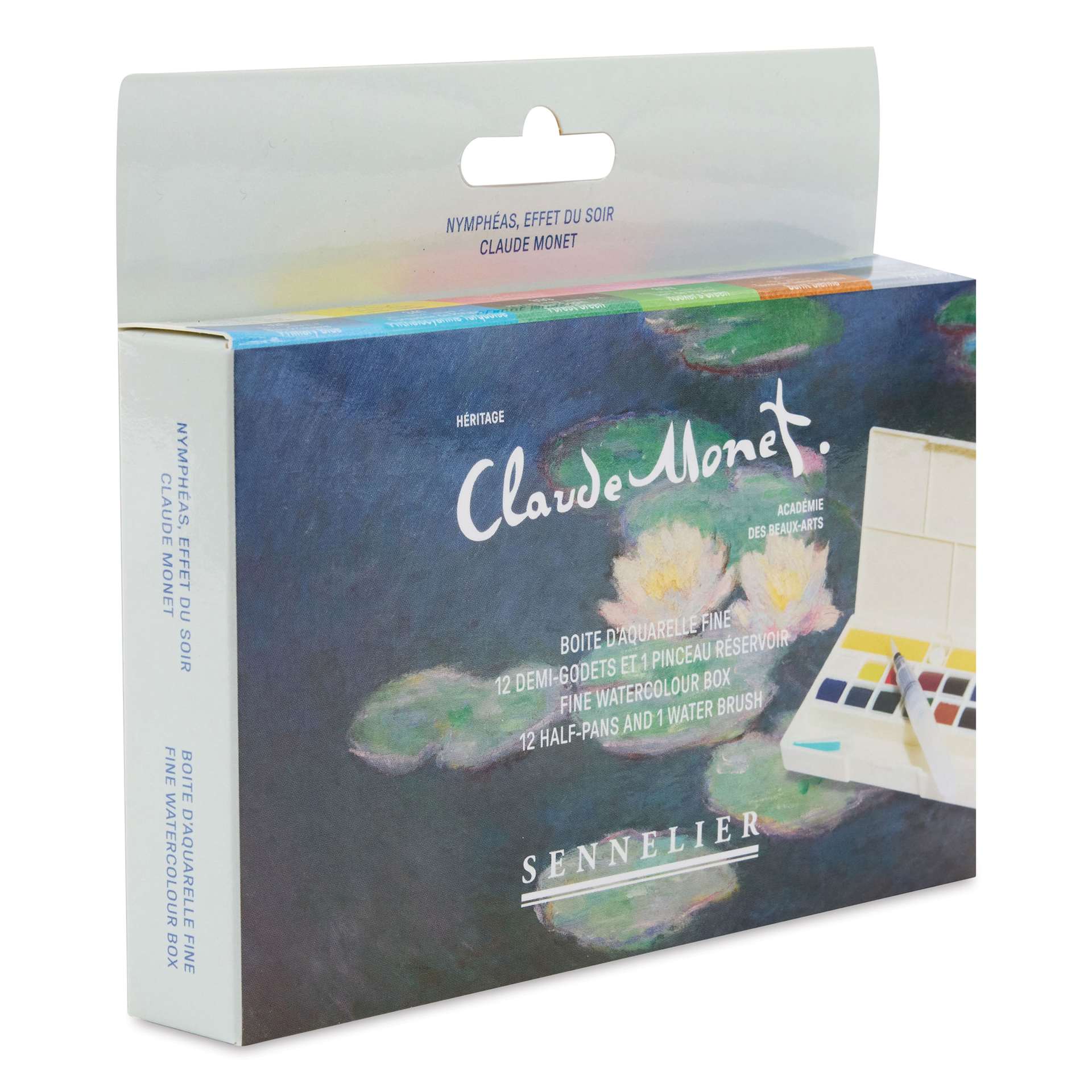 Sennelier French Artists' Watercolors - Set of 12, Claude Monet, Half Pan side view