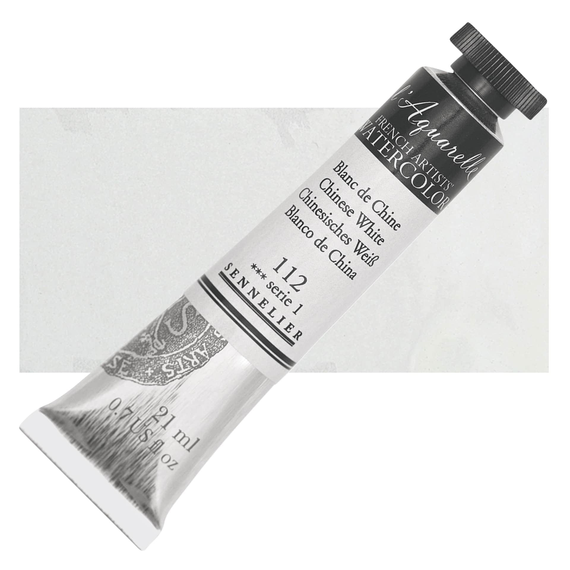 Sennelier French Artists' Watercolor - Chinese White, 21 ml, Tube and swatch