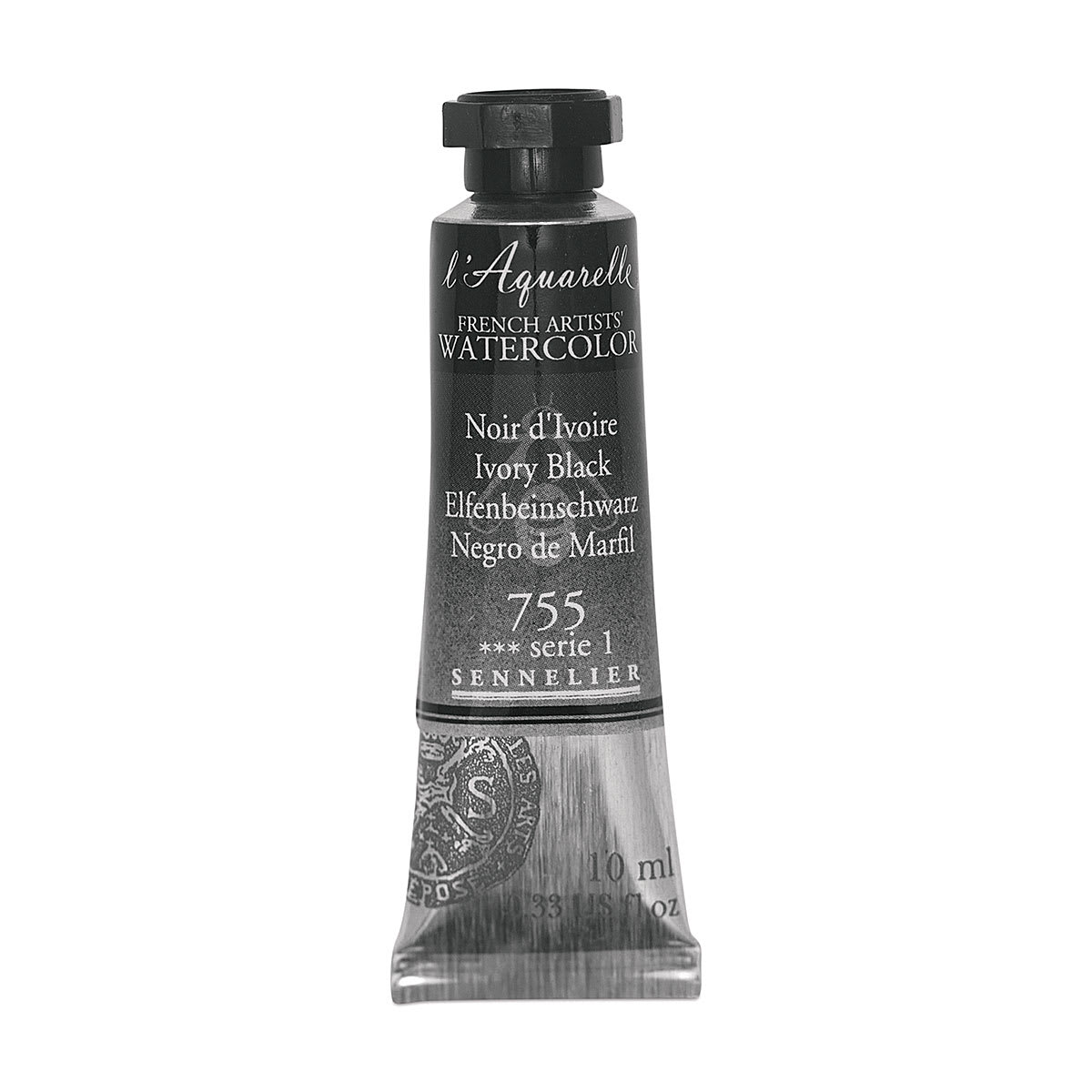 Sennelier French Artists' Watercolor - Ivory Black, 10 ml, Tube