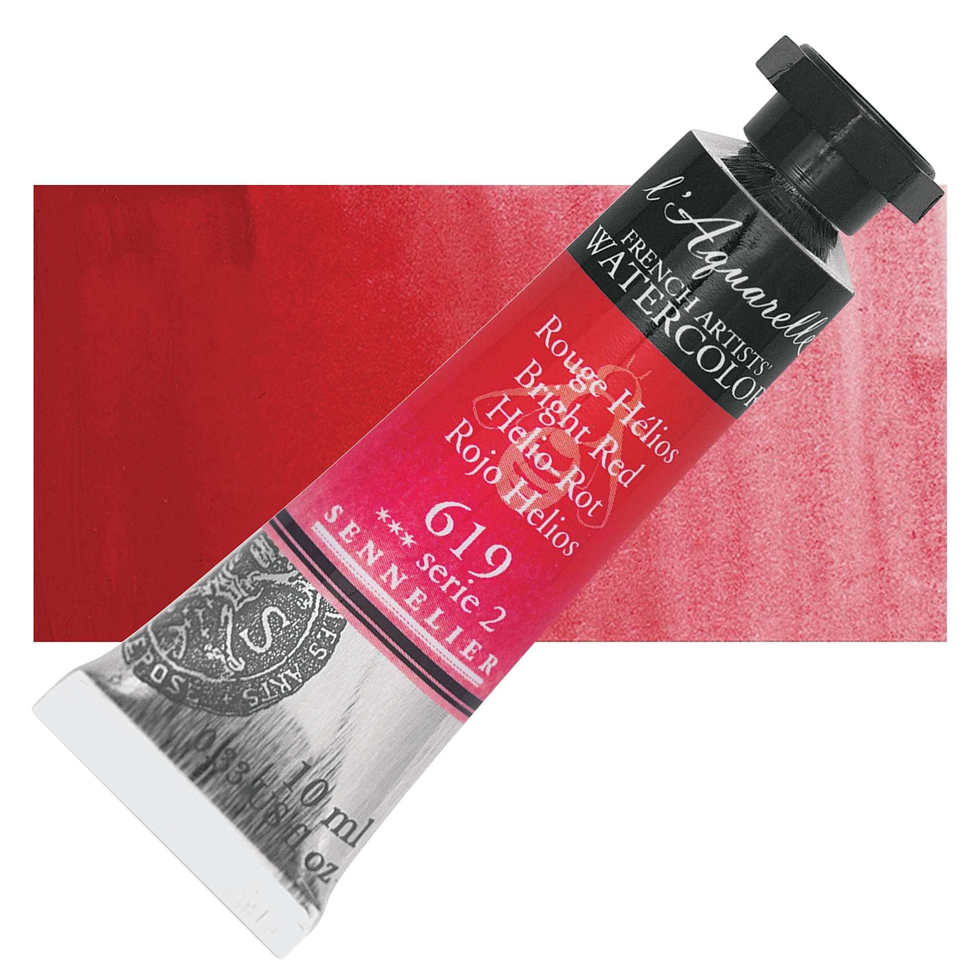 Sennelier French Artists' Watercolor - Bright Red, 10 ml, Tube and swatch