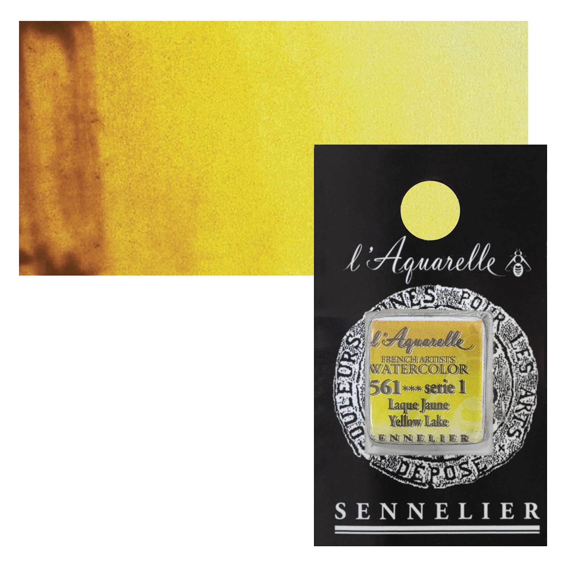 Sennelier French Artists' Watercolor - Yellow Lake, Half Pan and swatch