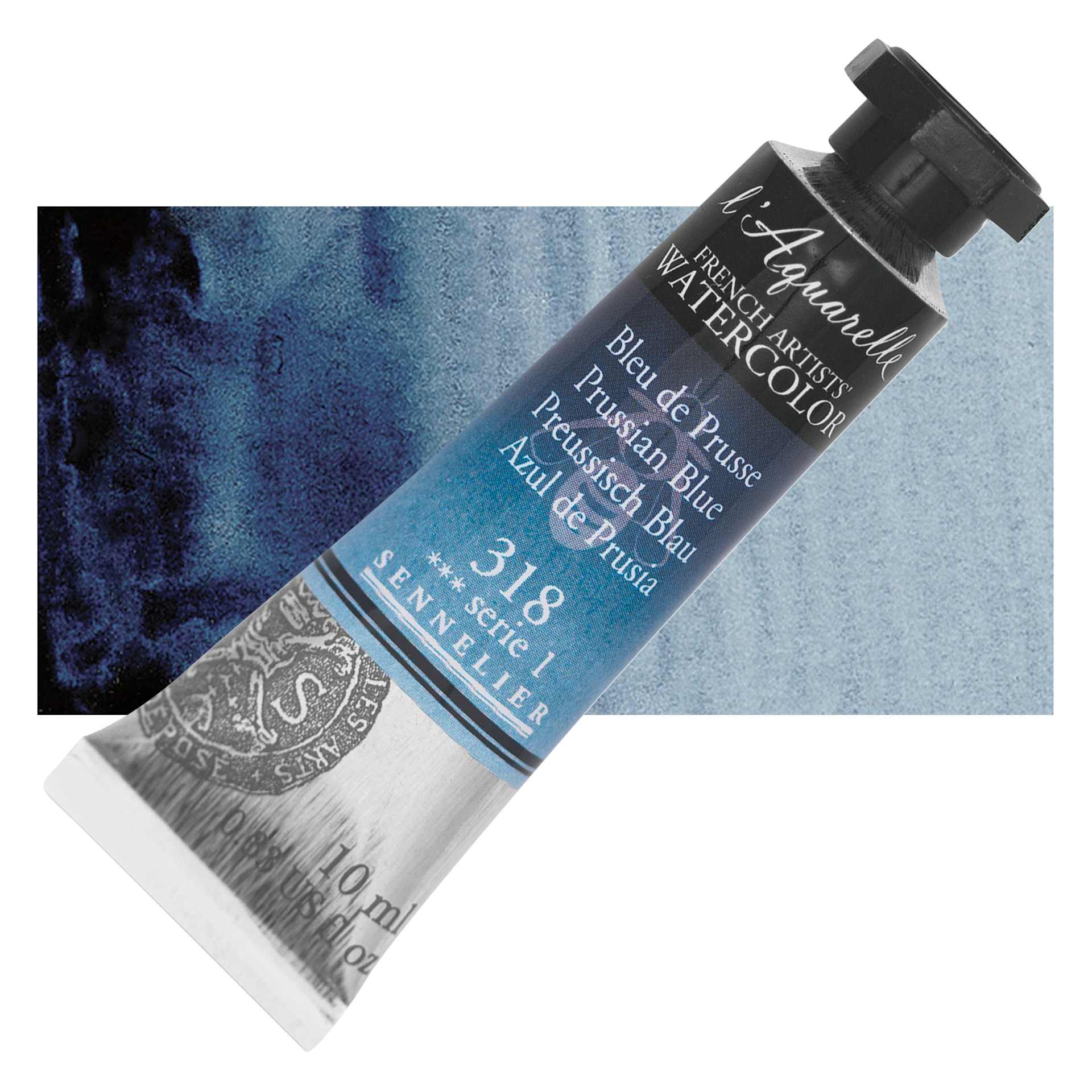 Sennelier French Artists' Watercolor - Prussian Blue, 10 ml Tube and swatch