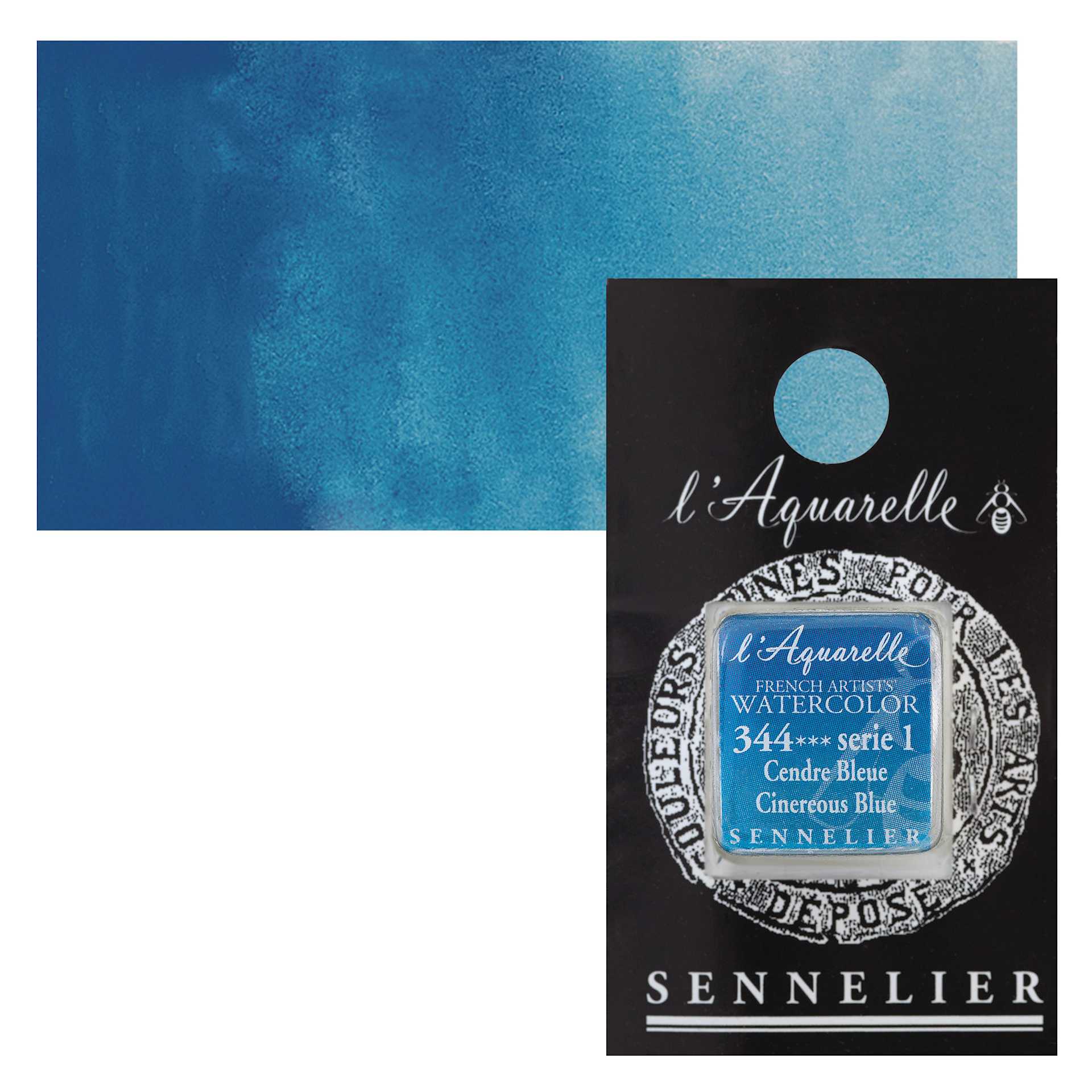 Sennelier French Artists' Watercolor - Cinereous Blue, 21 ml, Tube and swatch