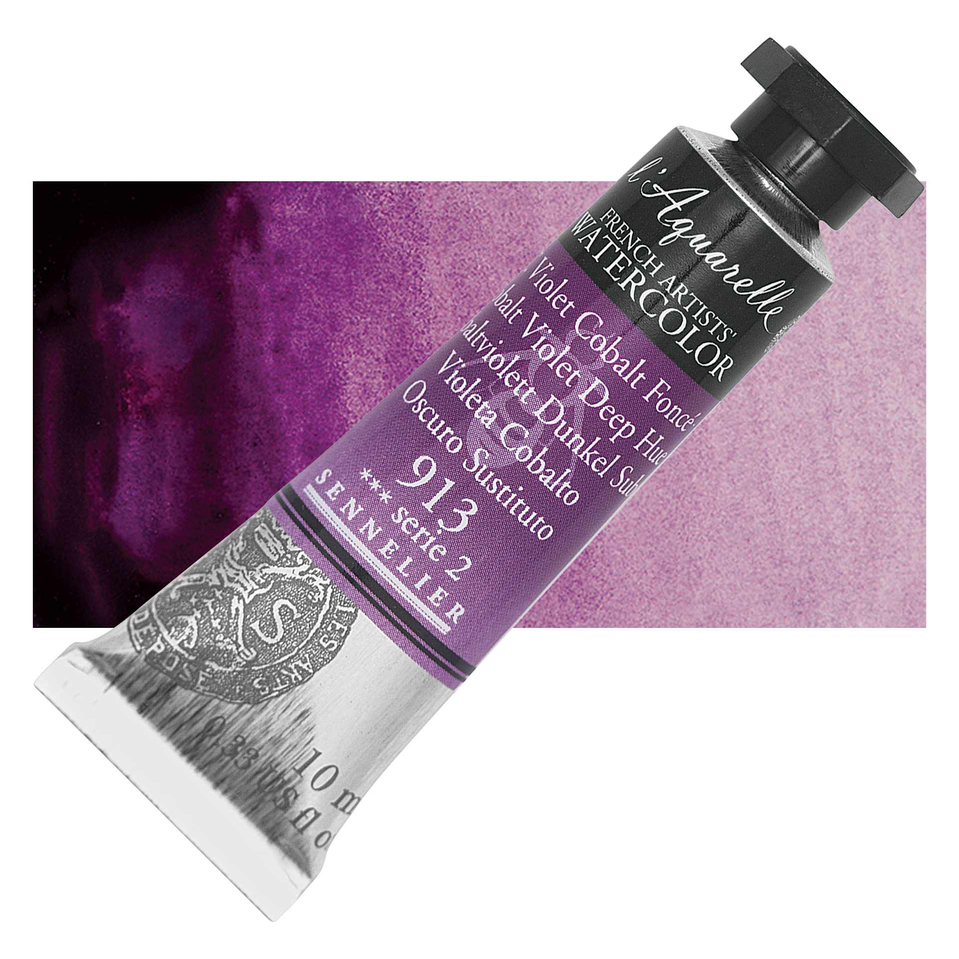 Sennelier French Artists' Watercolor - Cobalt Violet Deep Hue, 10 ml, Tube and swatch