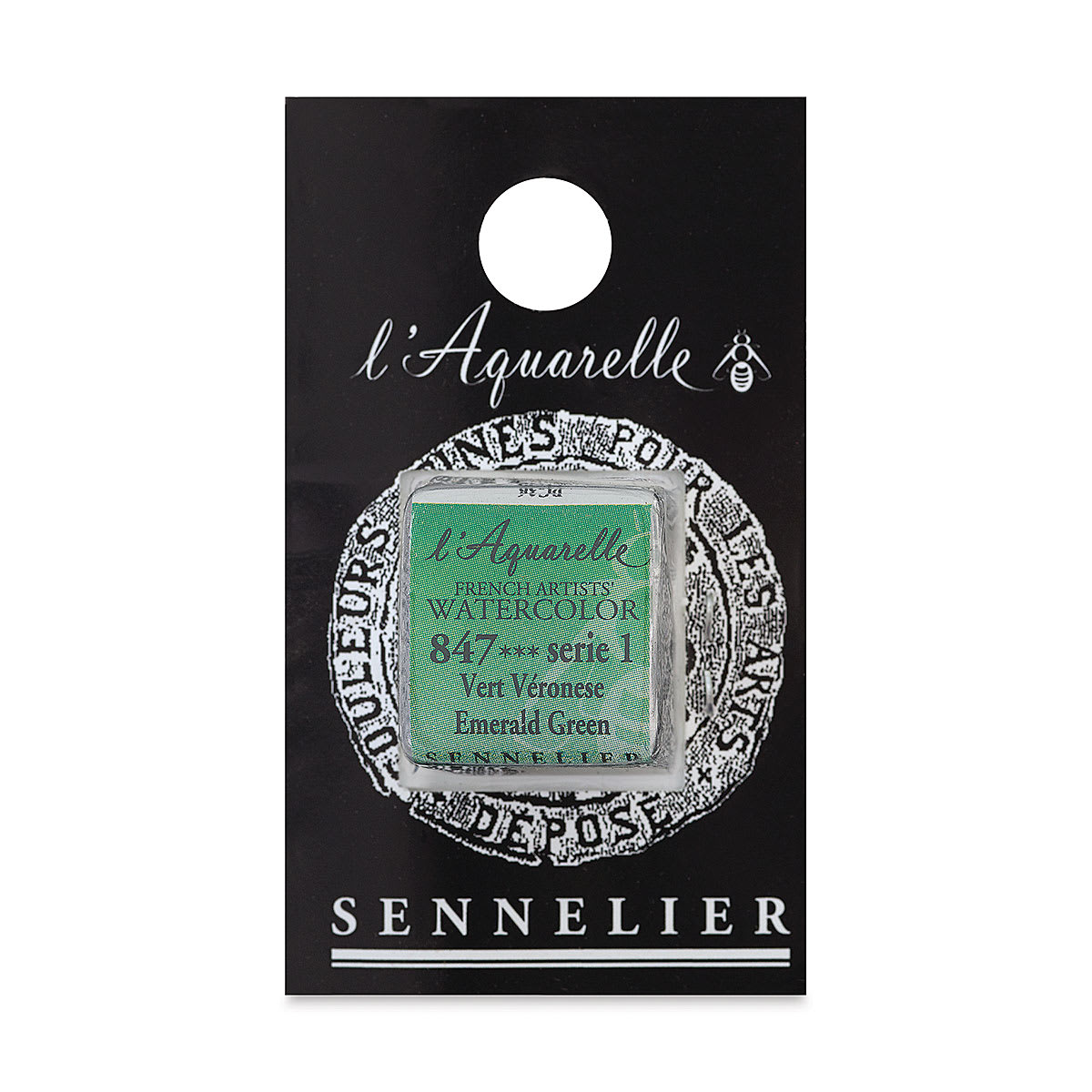 Sennelier French Artists' Watercolor - Emerald Green, Half Pan