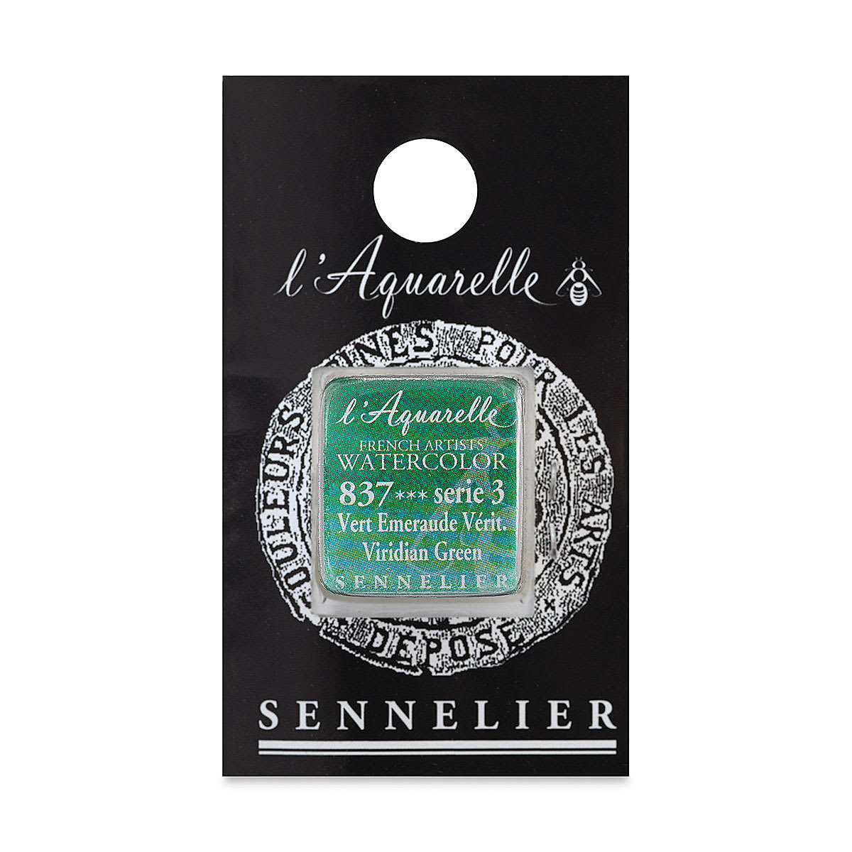 Sennelier French Artists' Watercolor - Viridian Green, Half Pan