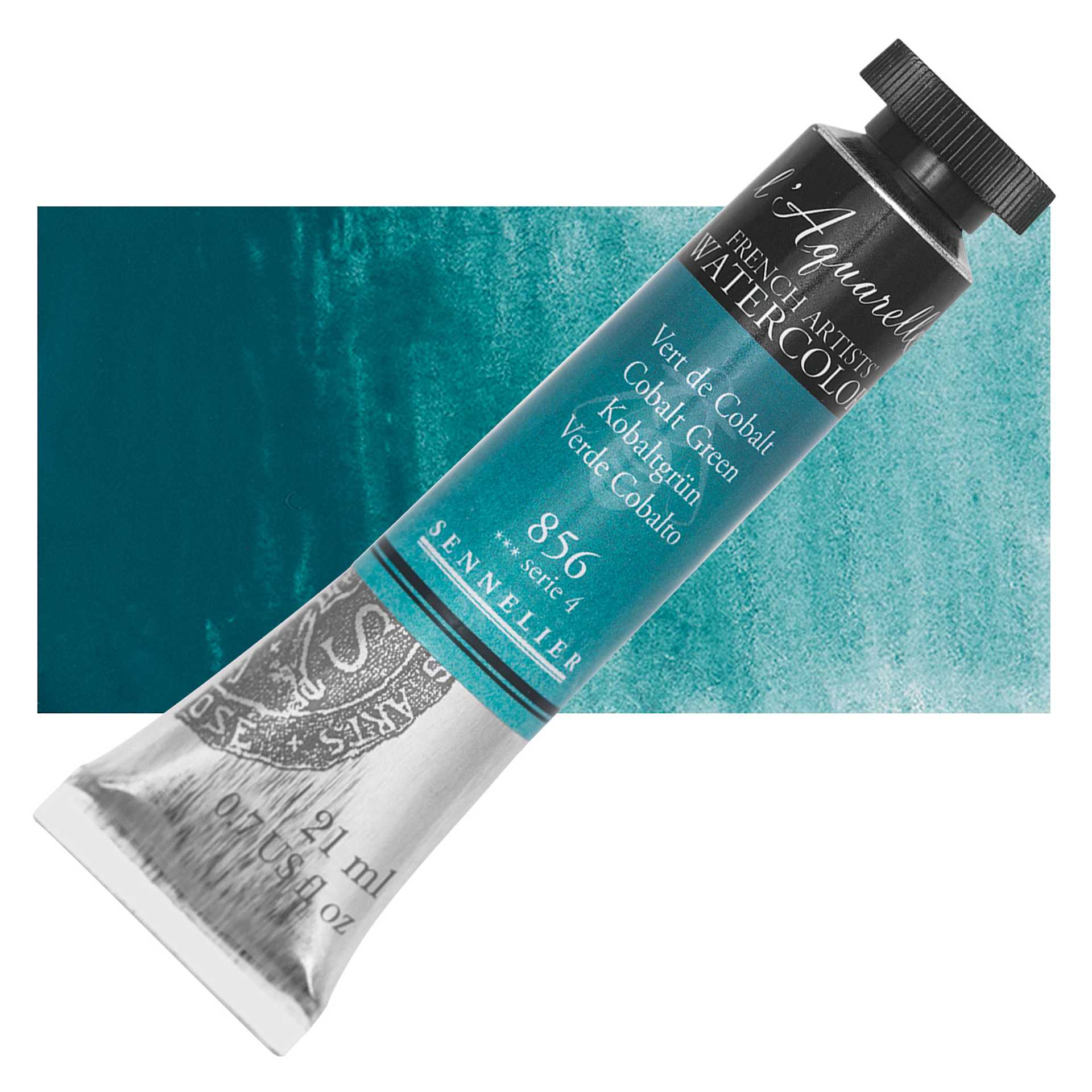 Sennelier French Artists' Watercolor - Cobalt Green, 21 ml, Tube and swatch