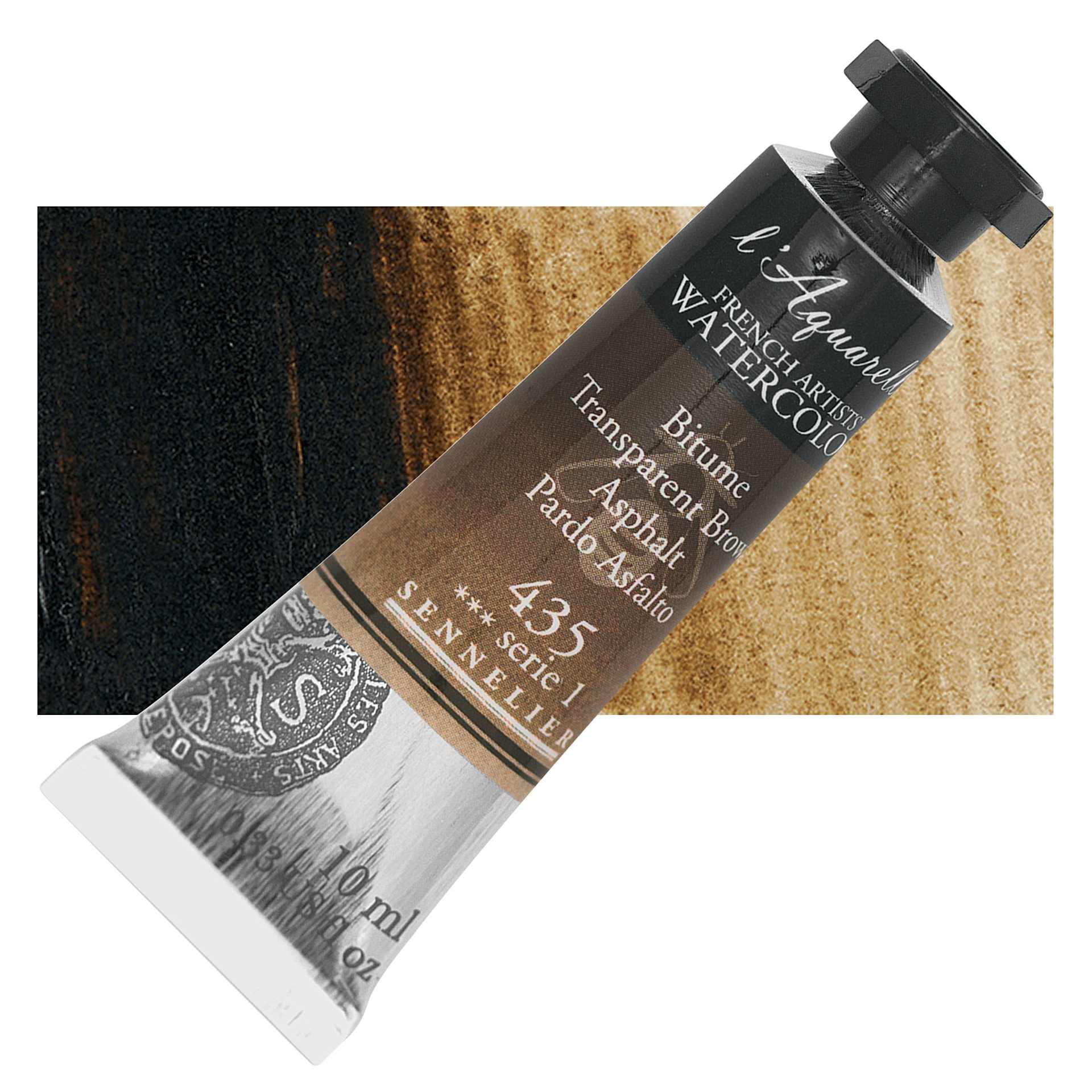 Sennelier French Artists' Watercolor - Transparent Brown, 10 ml Tube and swatch
