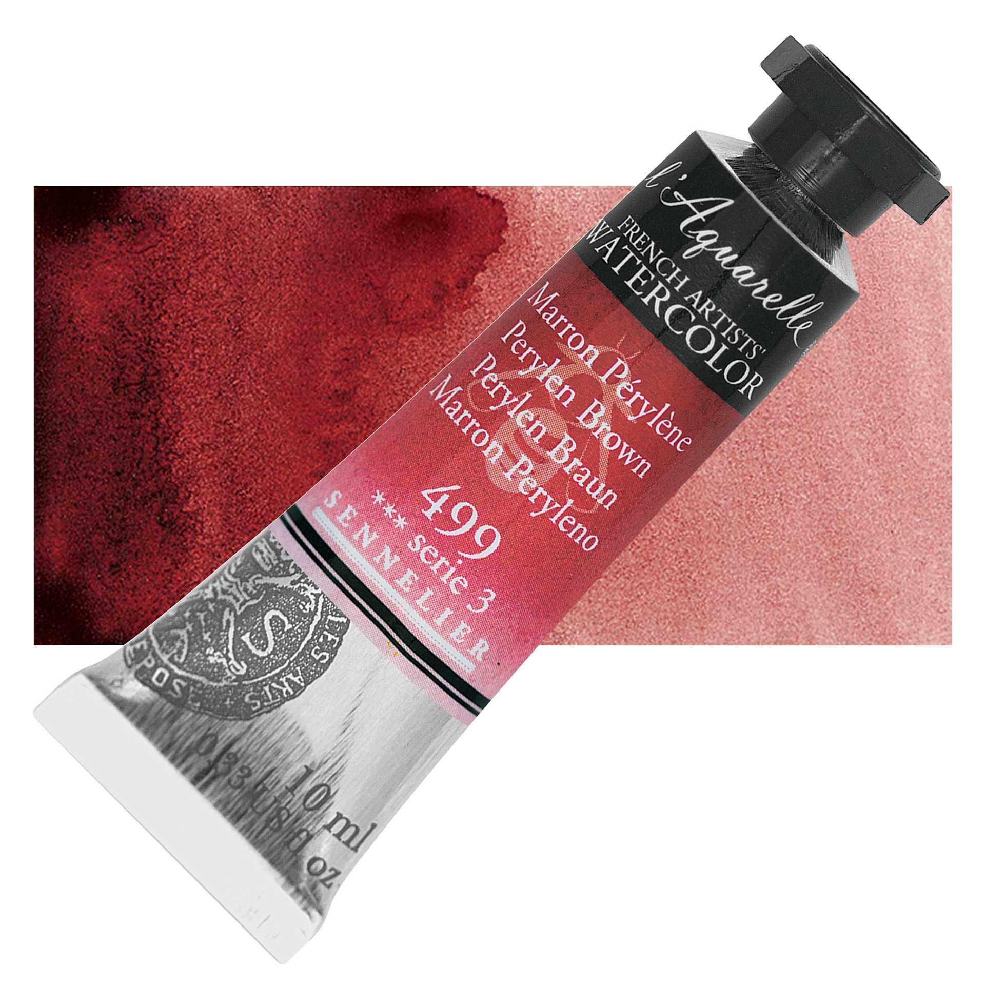 Sennelier French Artists' Watercolor - Perylen Brown, 10 ml, Tube and swatch