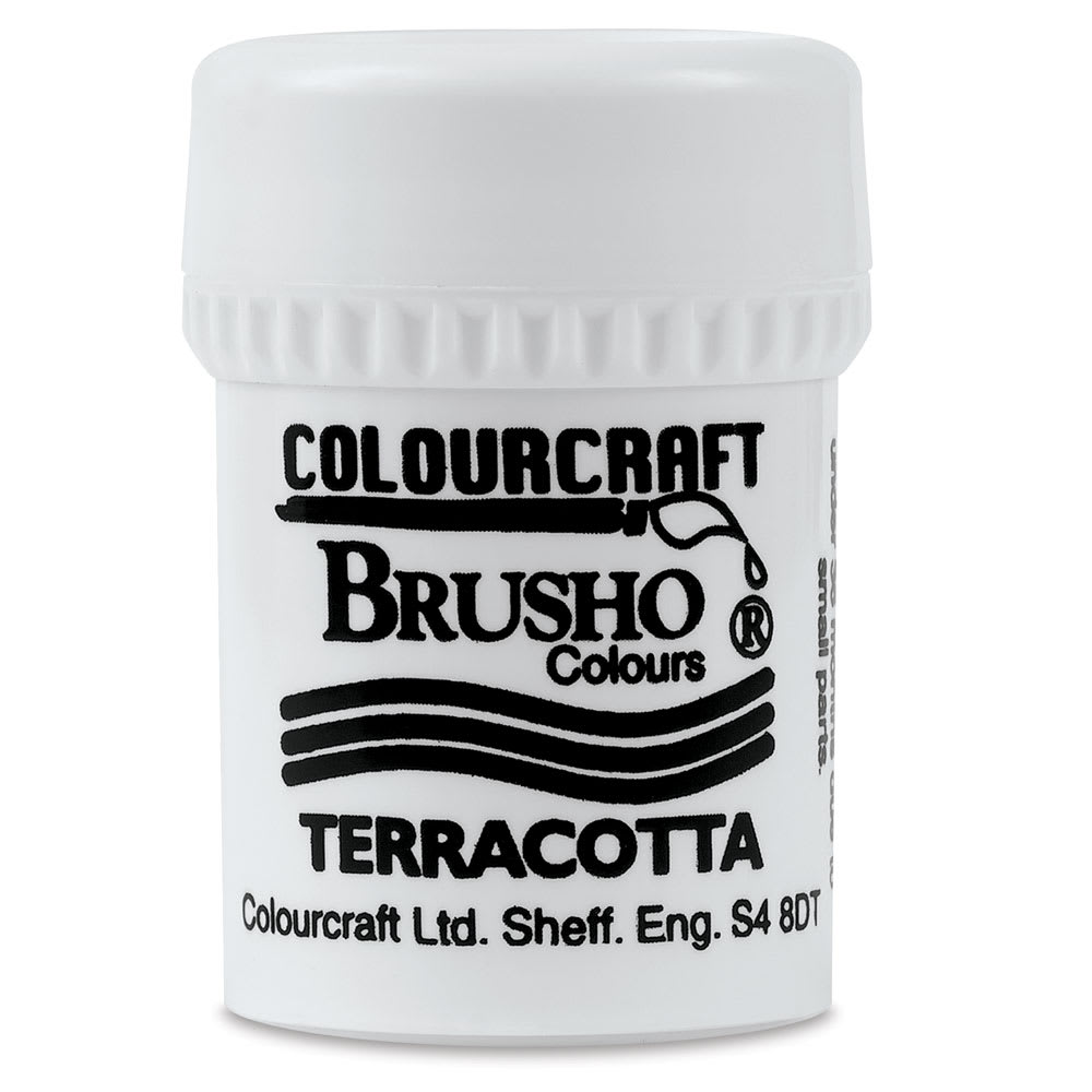 Brusho Crystal Colours - Front of 15g Terracotta color pot