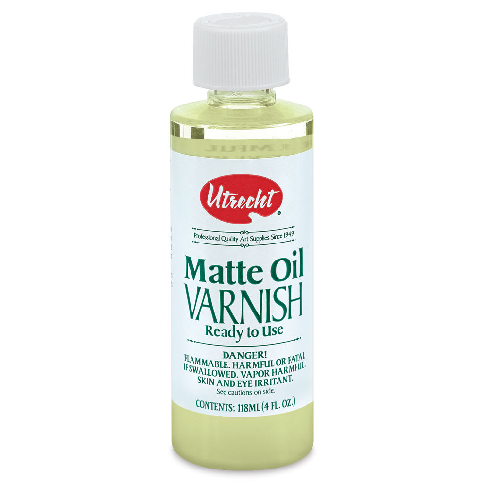 Utrecht Oil Varnishes - Front of 4 oz Matte Oil Varnish bottle shown