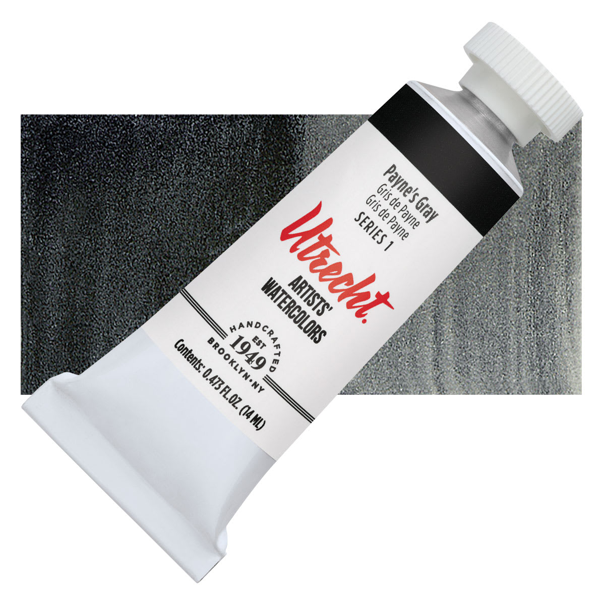 Utrecht Artists' Watercolor Paint - Paynes Grey, 14 ml tube and swatch