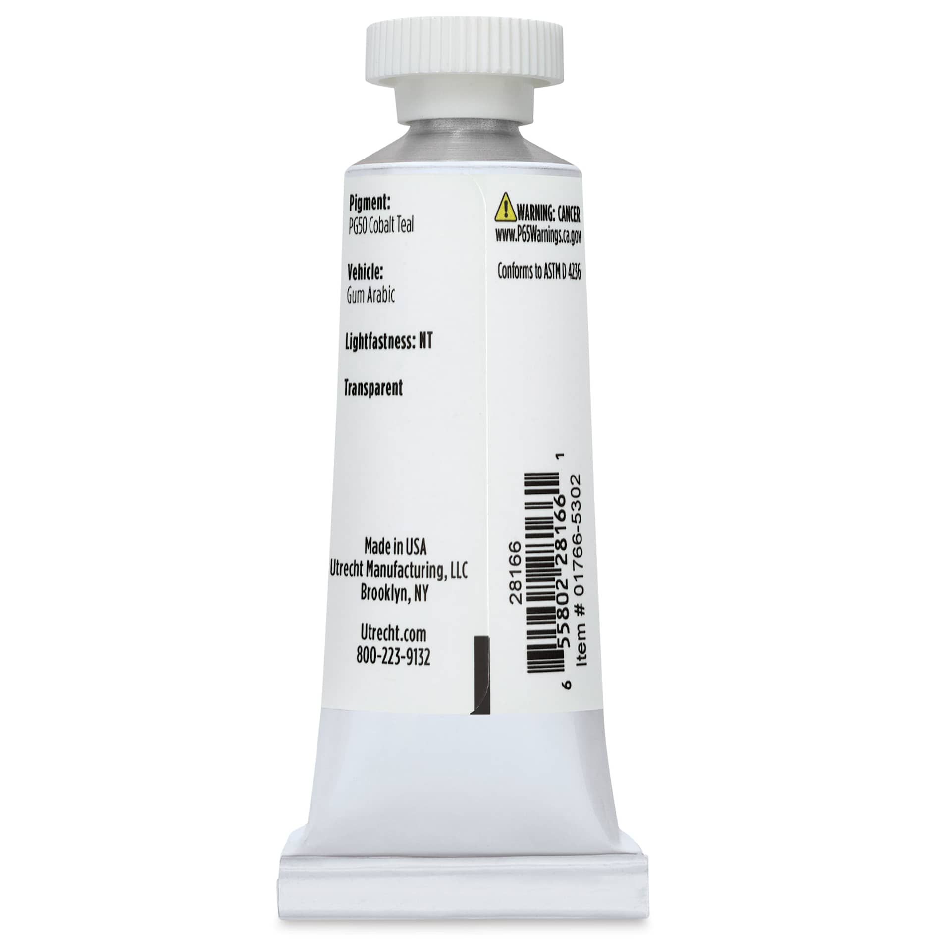 Utrecht Artists' Watercolor Paint - Cobalt Teal Pure, 14 ml, Tube (Back)