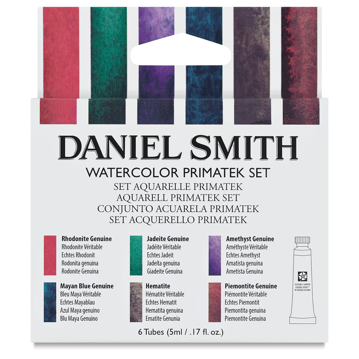 Daniel Smith Extra Fine Watercolors - PrimaTek Set of 6 colors, 5 ml tubes. Front of package.
