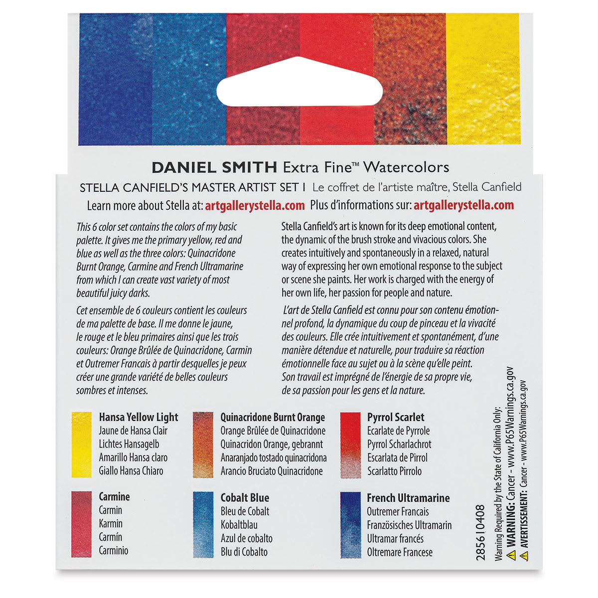 Daniel Smith Extra Fine Watercolor - Stella Canfield Master I, Set of 6 back of package