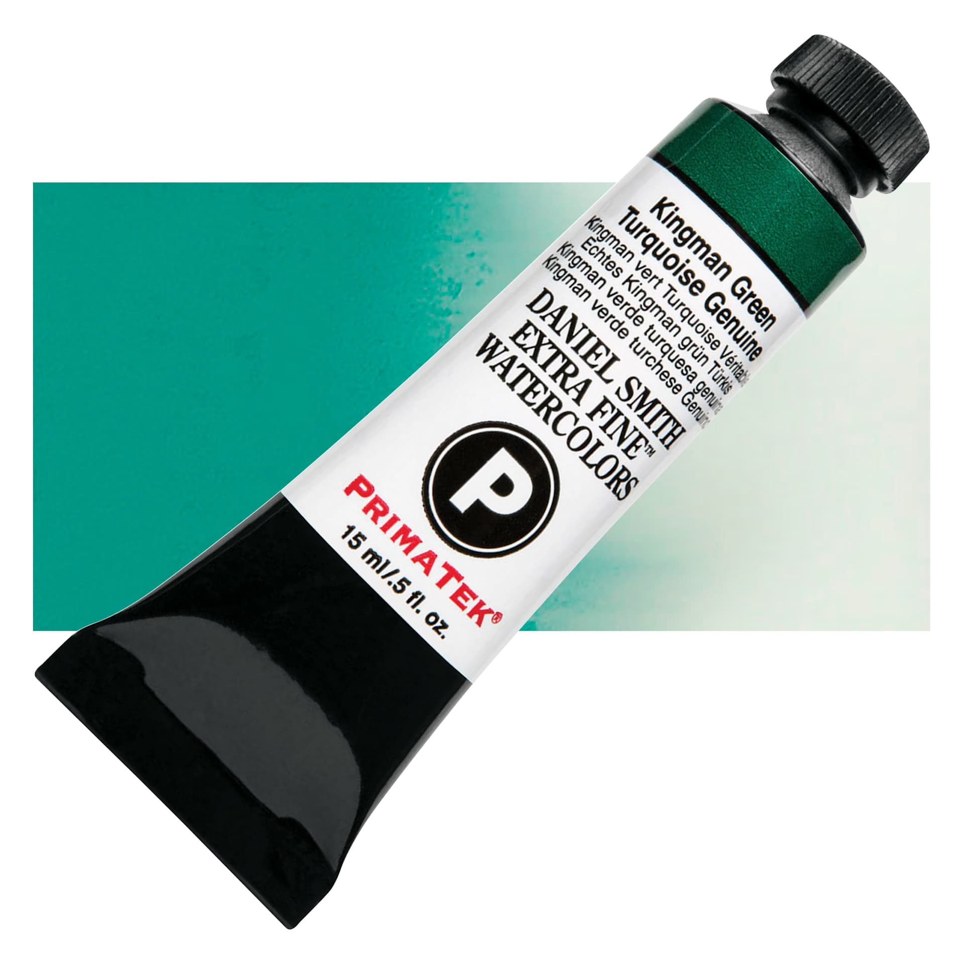 Daniel Smith Extra Fine Watercolor - PrimaTek, Kingman Green Turquoise Genuine, 15 ml Tube and swatch