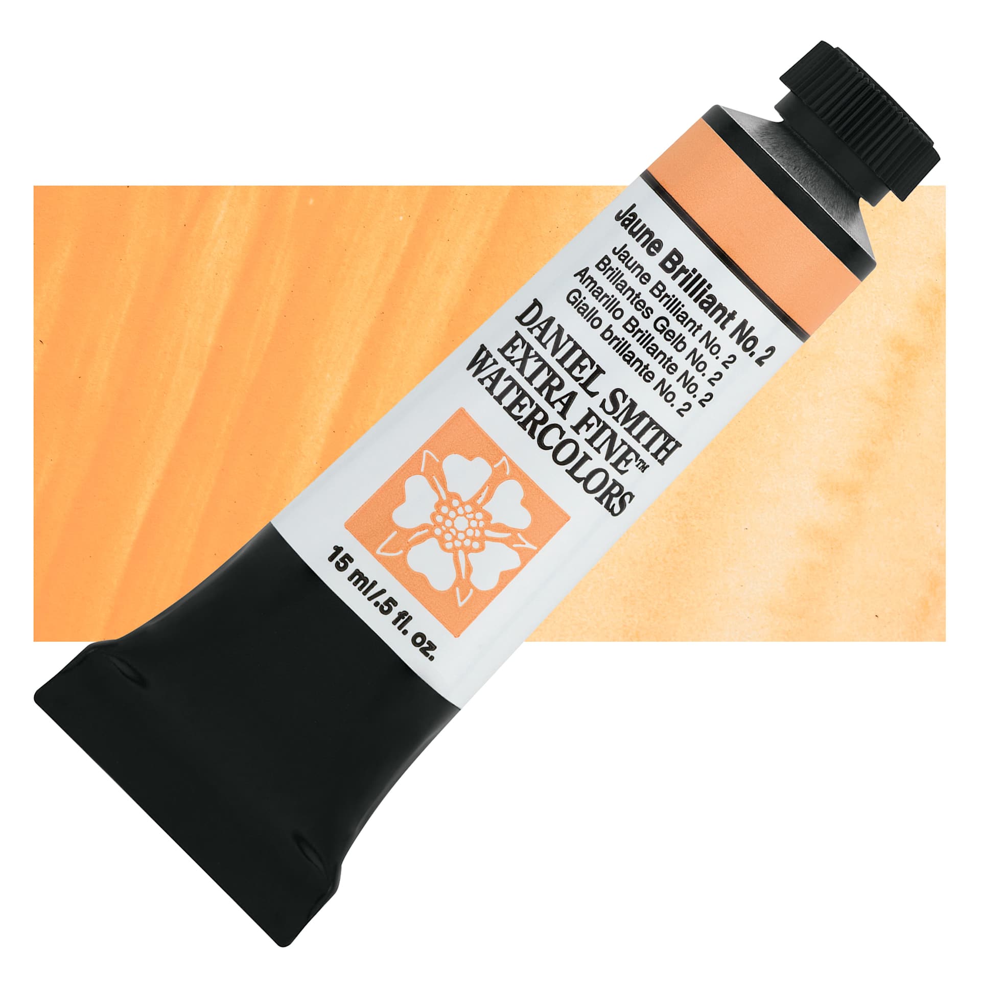 Daniel Smith Extra Fine Watercolor - Jaune Brilliant 2, 15 ml Tube and swatch