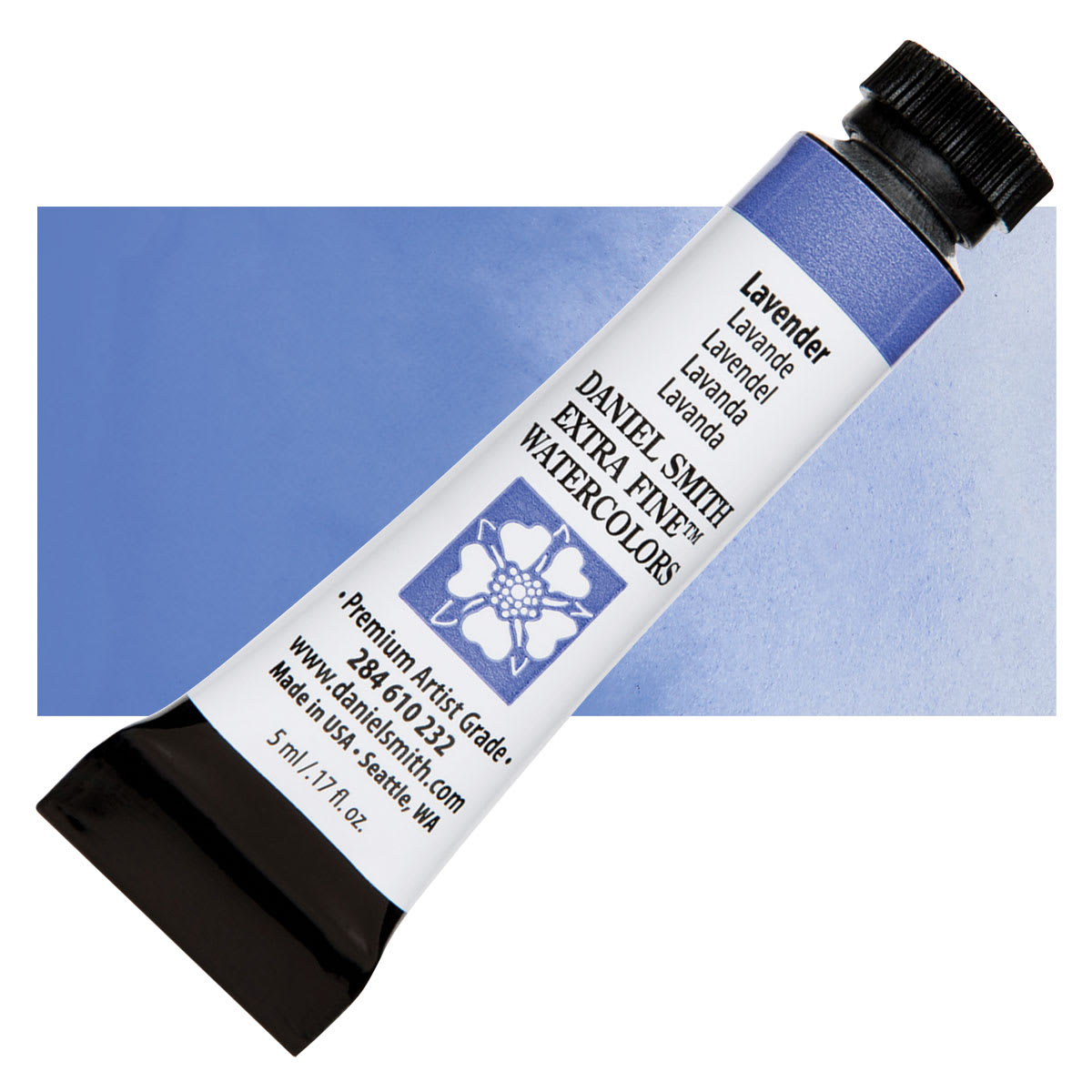 Daniel Smith Extra Fine Watercolor - Lavender, 5 ml, Tube and swatch