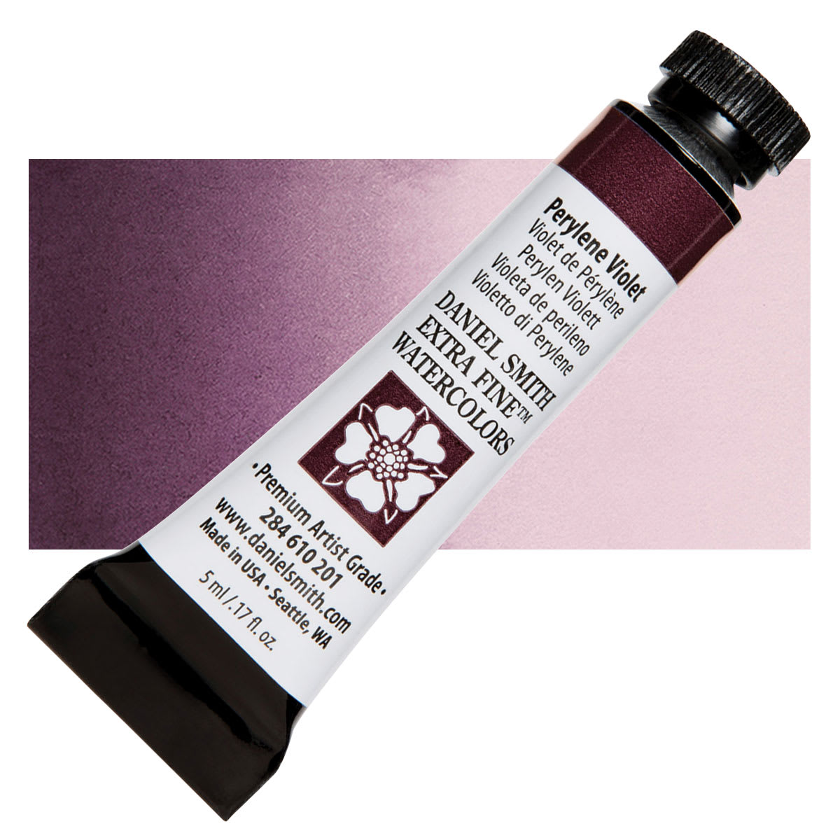 Daniel Smith Extra Fine Watercolor - Perylene Violet, 5 ml, Tube and swatch