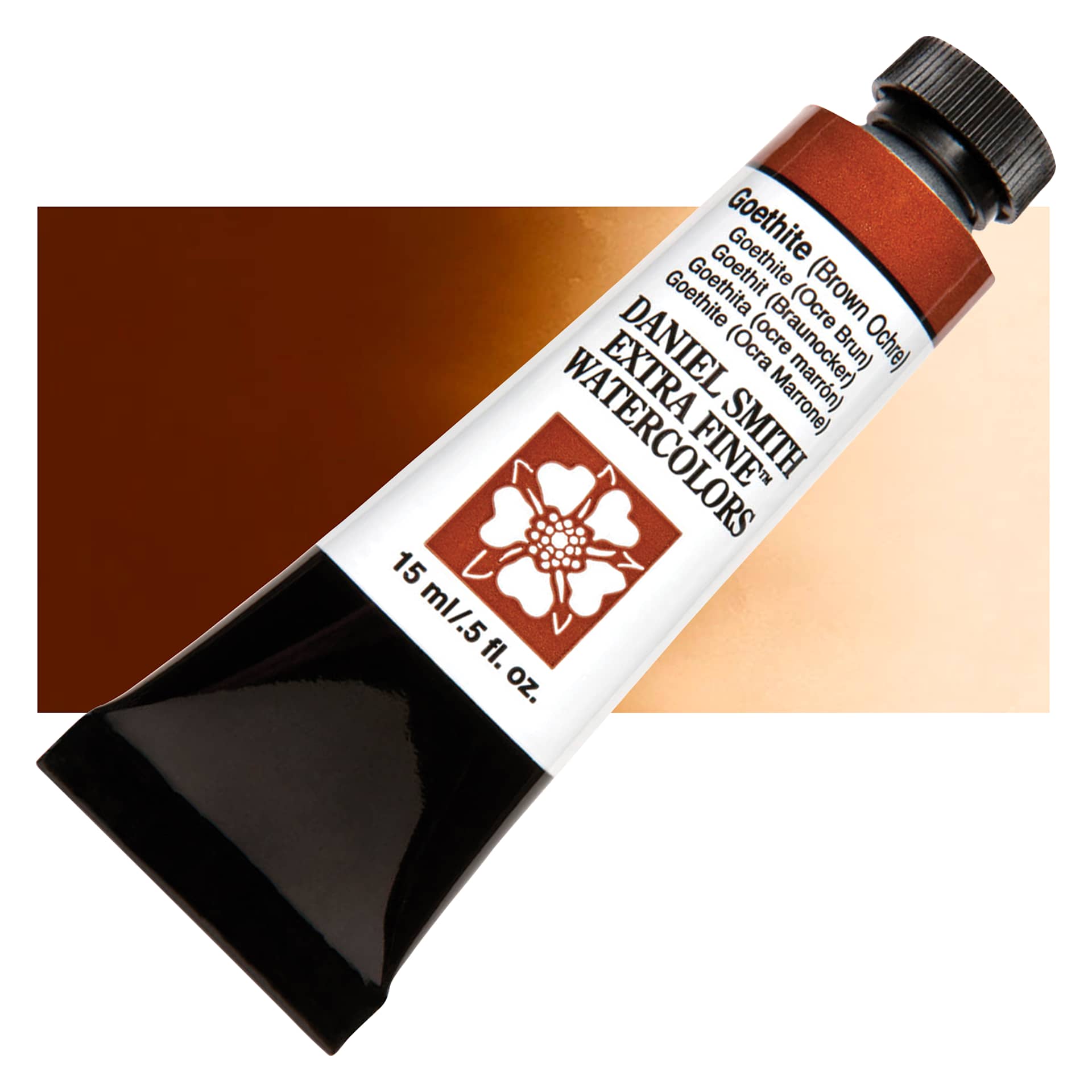 Daniel Smith Extra Fine Watercolor - Goethite Brown Ochre, 15 ml Tube and swatch
