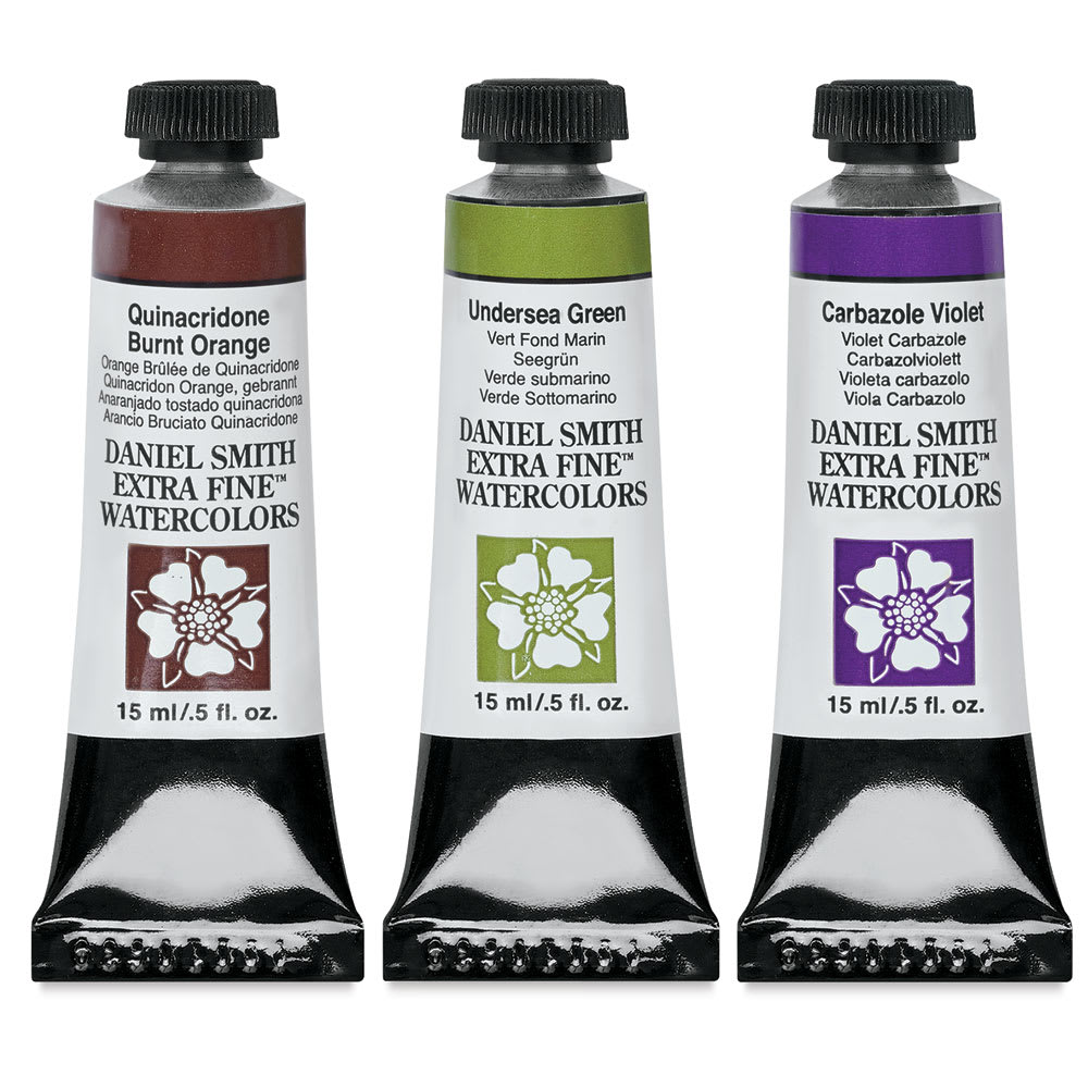Daniel Smith Extra Fine Watercolors (Quinacridone Burnt Orange, Undersea Green, and Carbazole Violet, 15 ml, Tubes) Daniel Smith Extra Fine Watercolors (Quinacridone Burnt Orange, Undersea Green, and Carbazole Violet, 15 ml, Tubes)