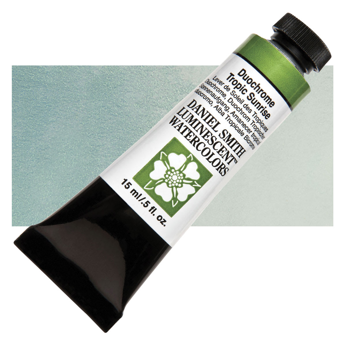 Daniel Smith Luminescent Watercolor - Duochrome Tropic Sunrise, 15 ml, Tube and swatch