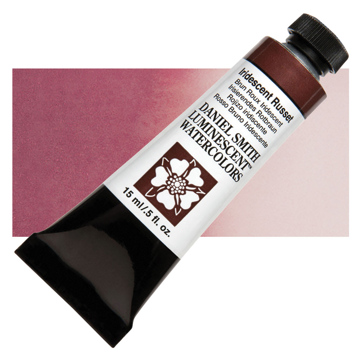 Daniel Smith Luminescent Watercolor - Iridescent Russet, 15 ml, Tube and swatch