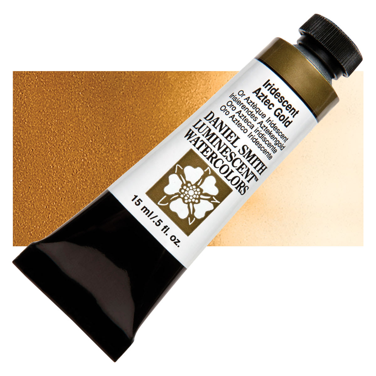 Daniel Smith Luminescent Watercolor - Iridescent Aztec Gold, 15 ml, Tube and swatch