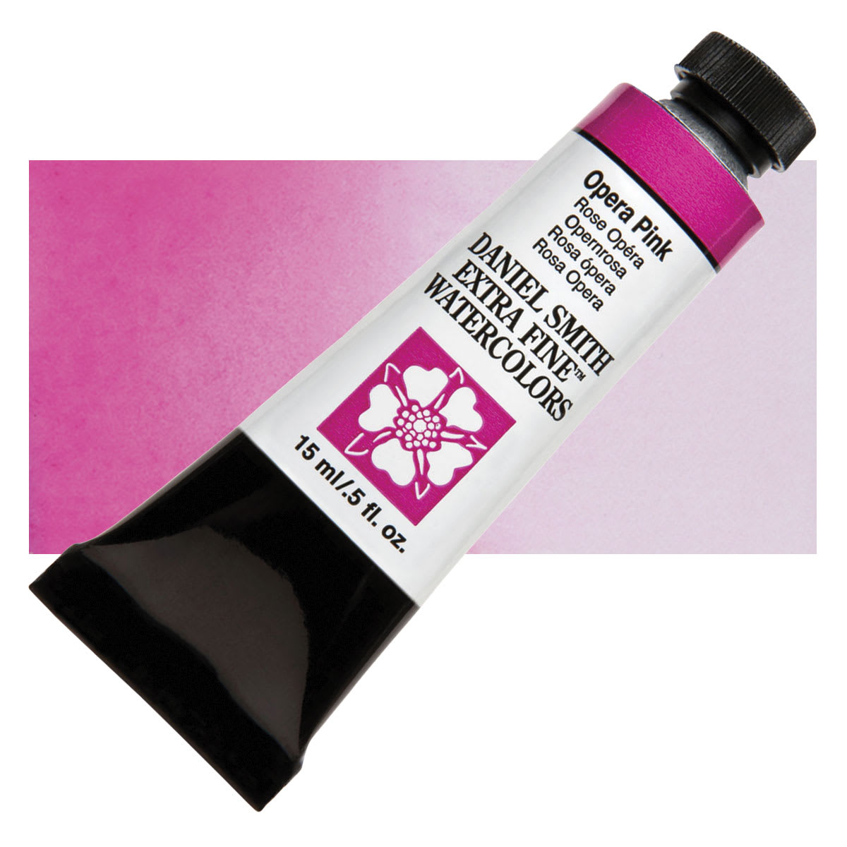 Daniel Smith Extra Fine Watercolor - Opera Pink, 15 ml Tube and swatch