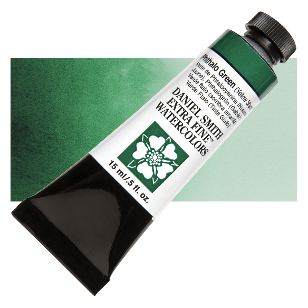 Daniel Smith Extra Fine Watercolor - Phthalo Green Yellow Shade, 15 ml Tube and swatch