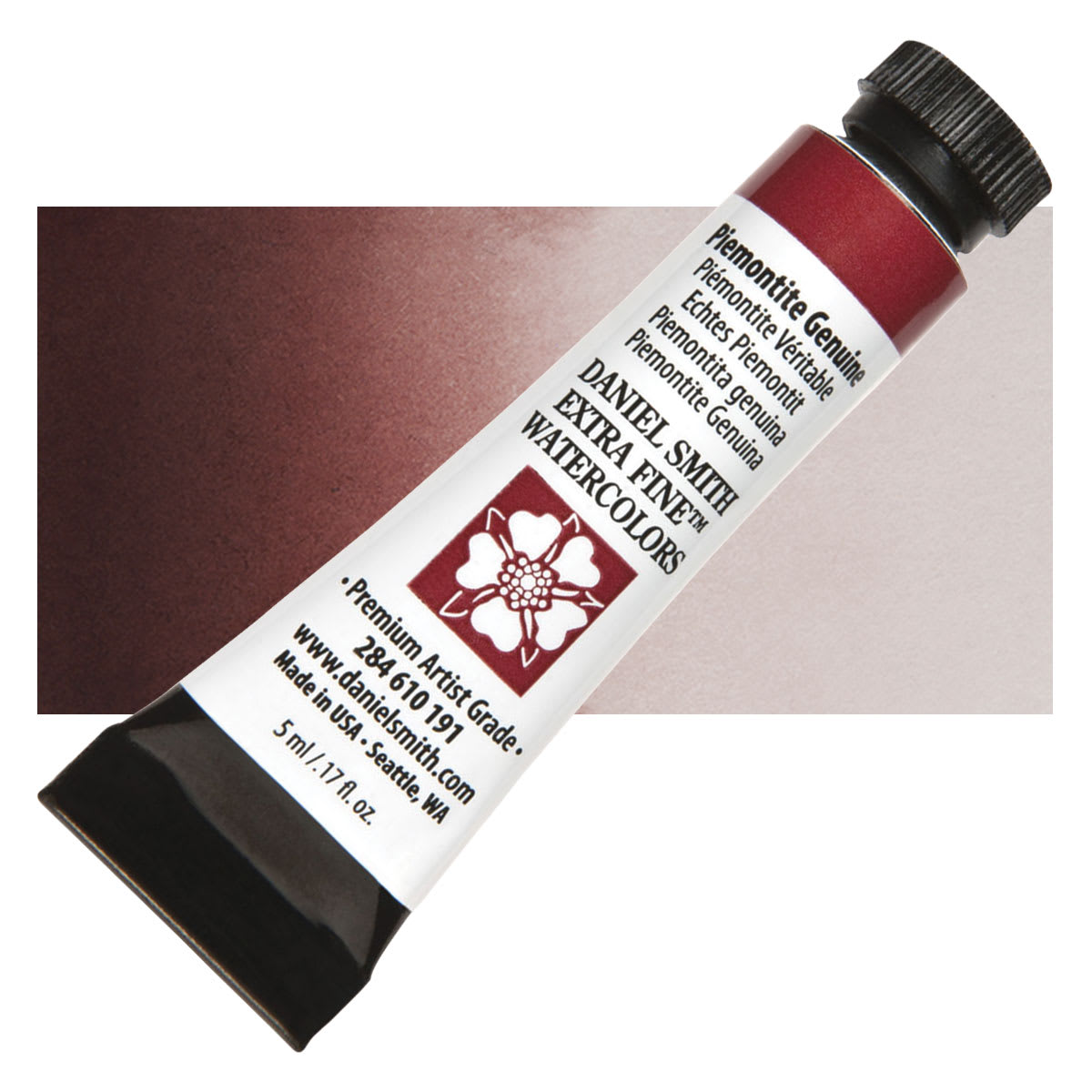 Daniel Smith Extra Fine Watercolor - PrimaTek, Piemontite Genuine, 5 ml Tube and swatch