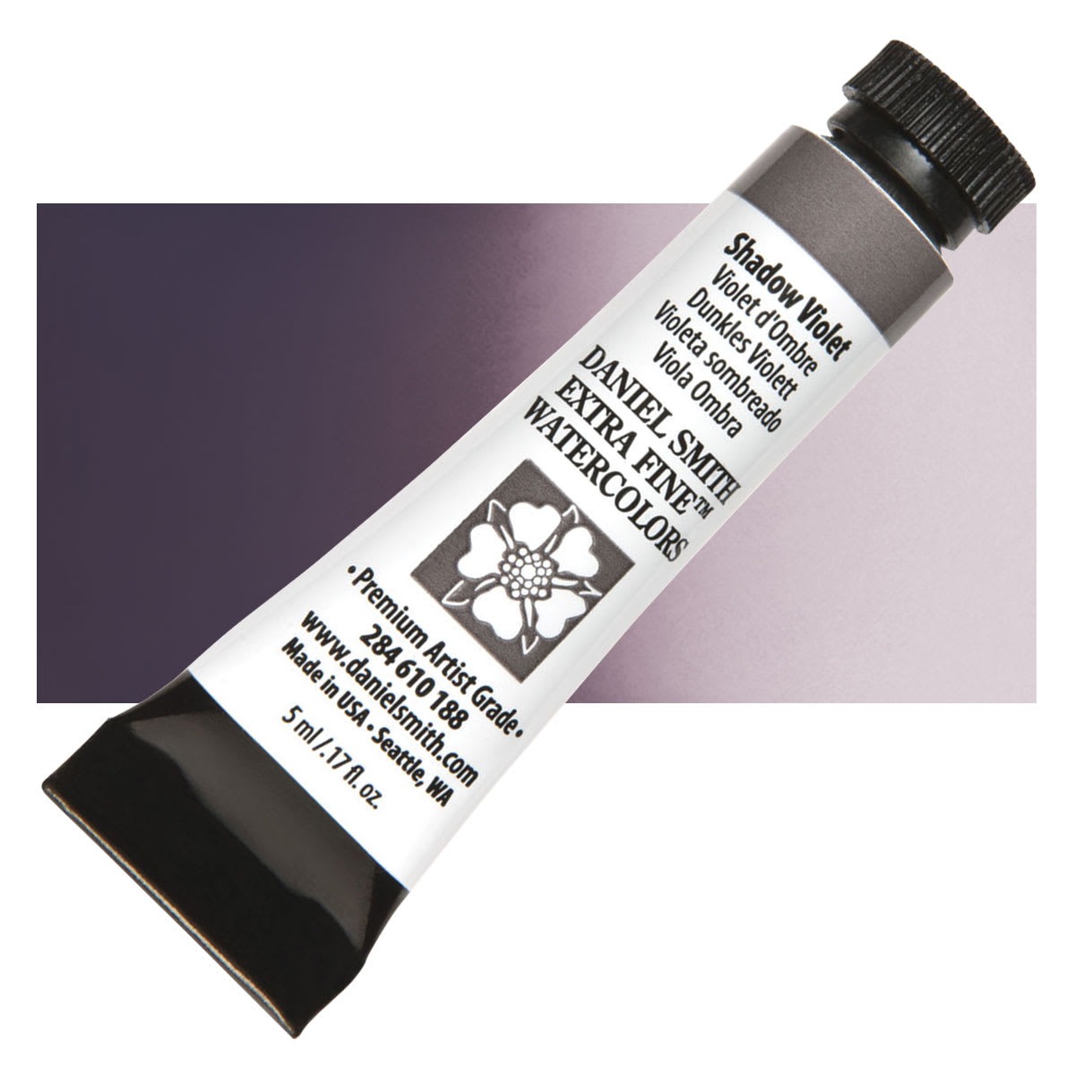 Daniel Smith Extra Fine Watercolor - Shadow Violet, 5 ml Tube and swatch Daniel Smith Extra Fine Watercolor - Shadow Violet, 5 ml Tube and swatch