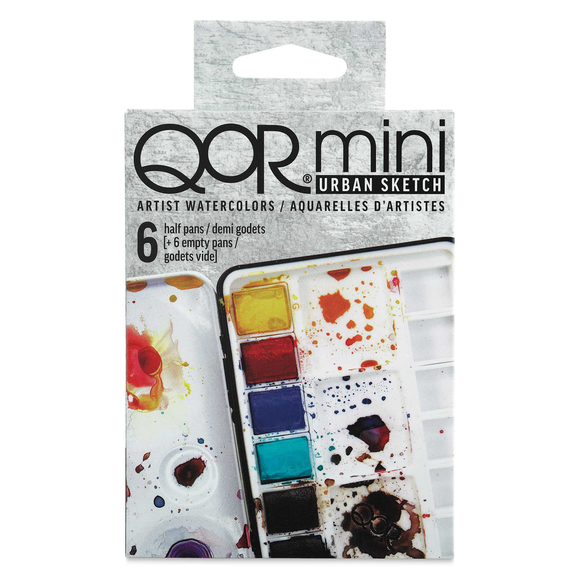 QoR Modern Watercolors - Urban Sketch Set of 6 Half Pans (Front of package)