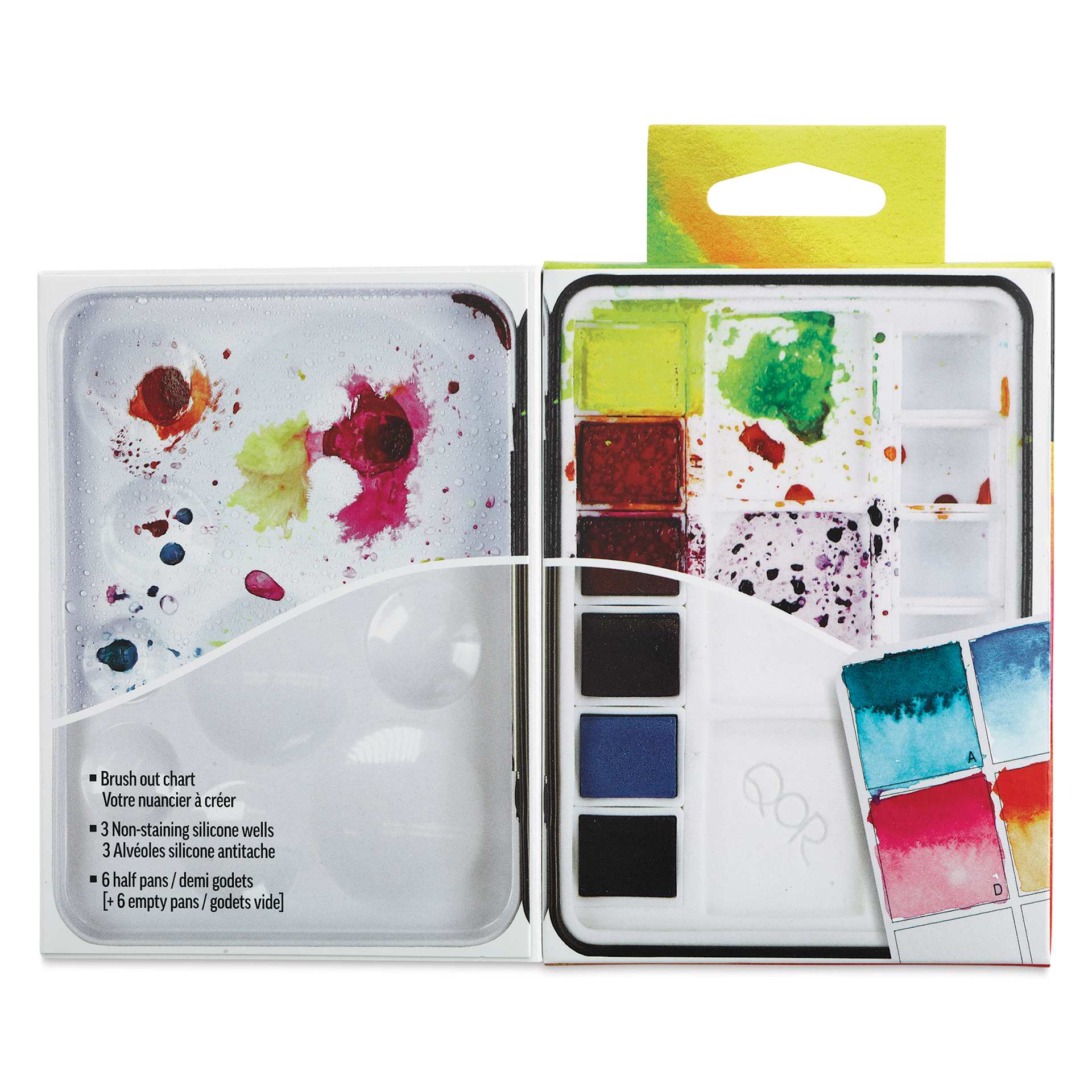 QoR Watercolor Set - Intensity, Set of 6 Half Pans (Set with packaging open)