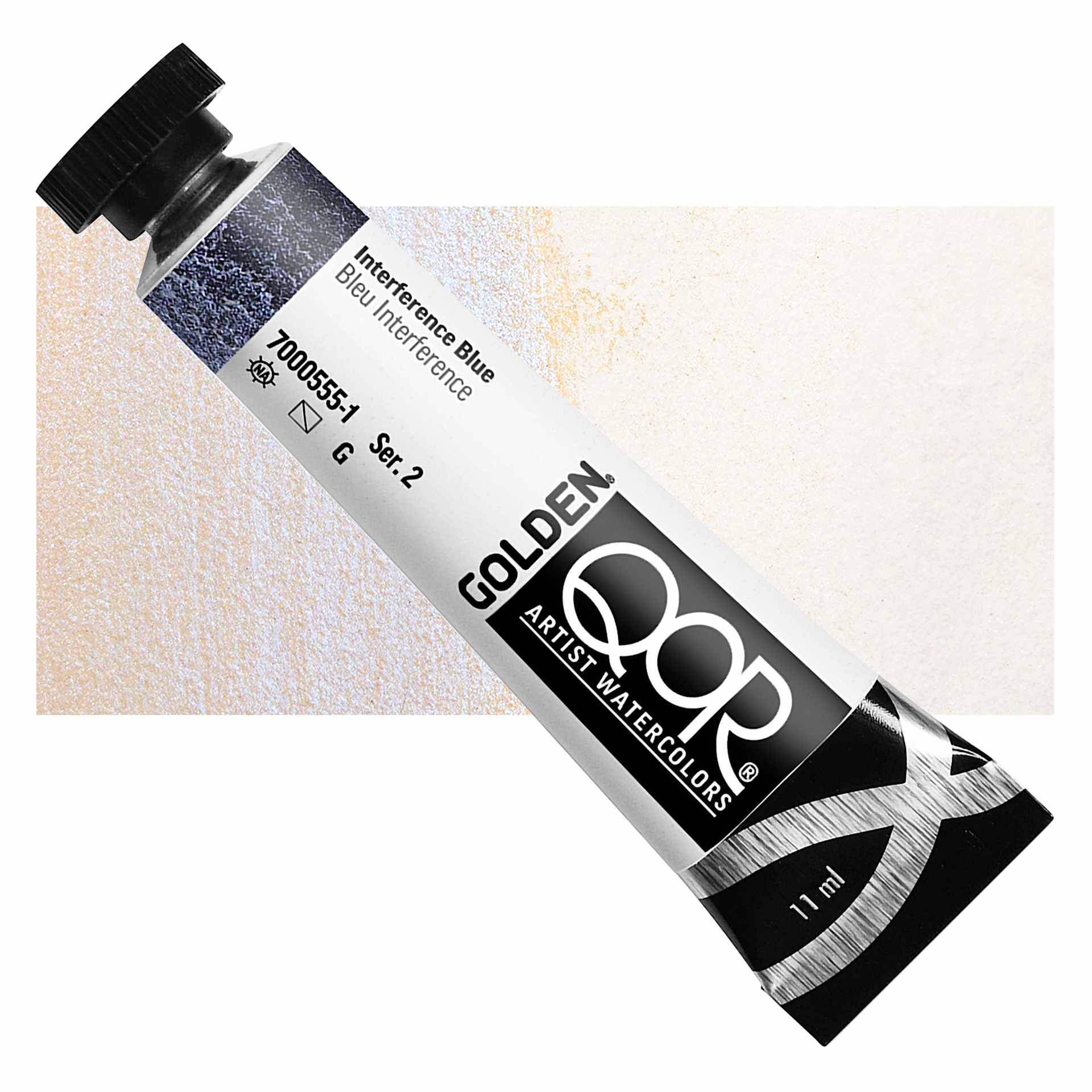 QoR Modern Watercolor - Interference Blue, 11 ml tube and swatch