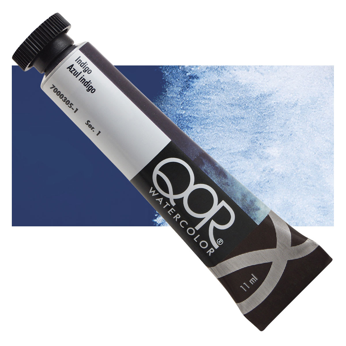 QoR Modern Watercolor - Indigo, 11 ml tube and swatch