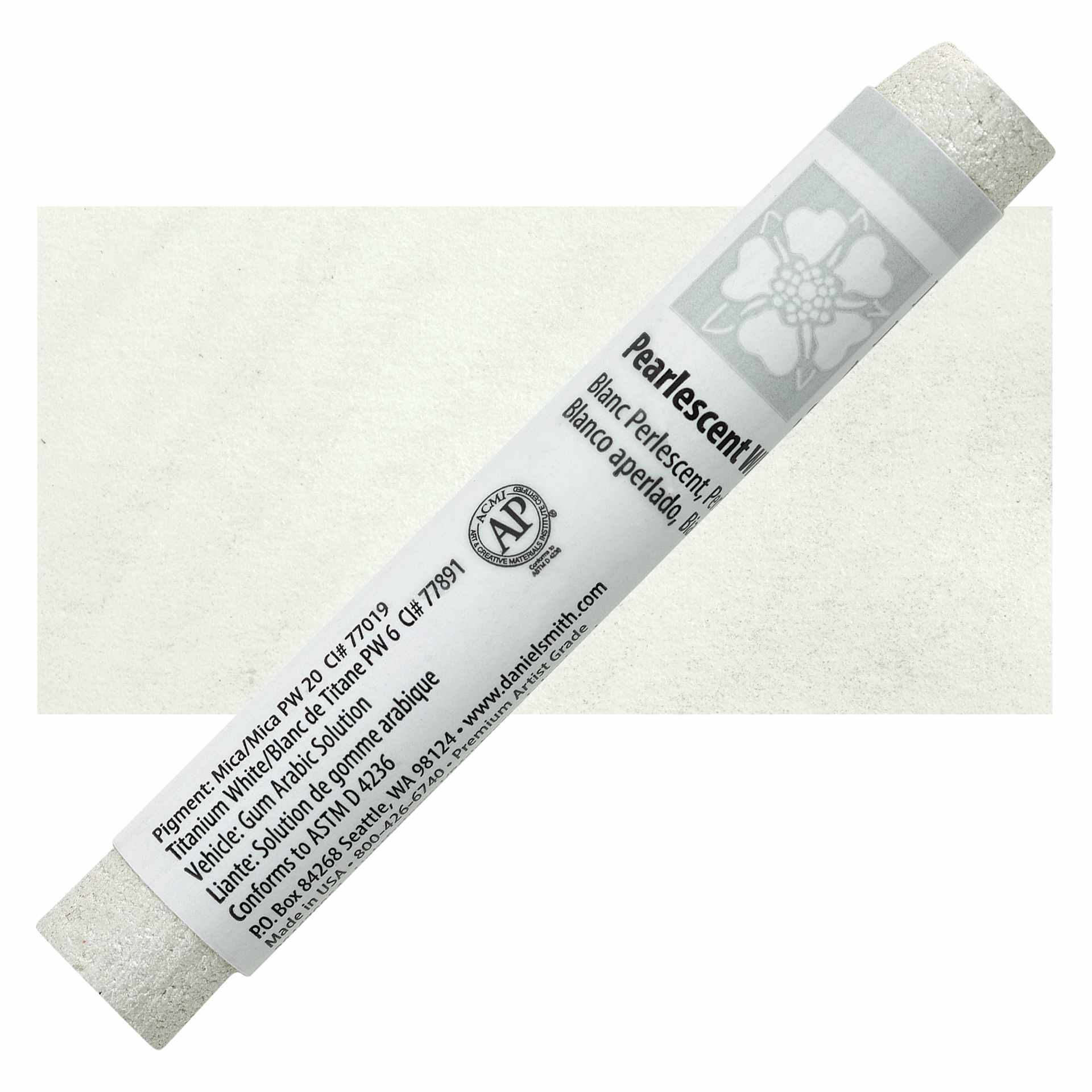 Daniel Smith Watercolor Stick - Pearlescent White stick and swatch