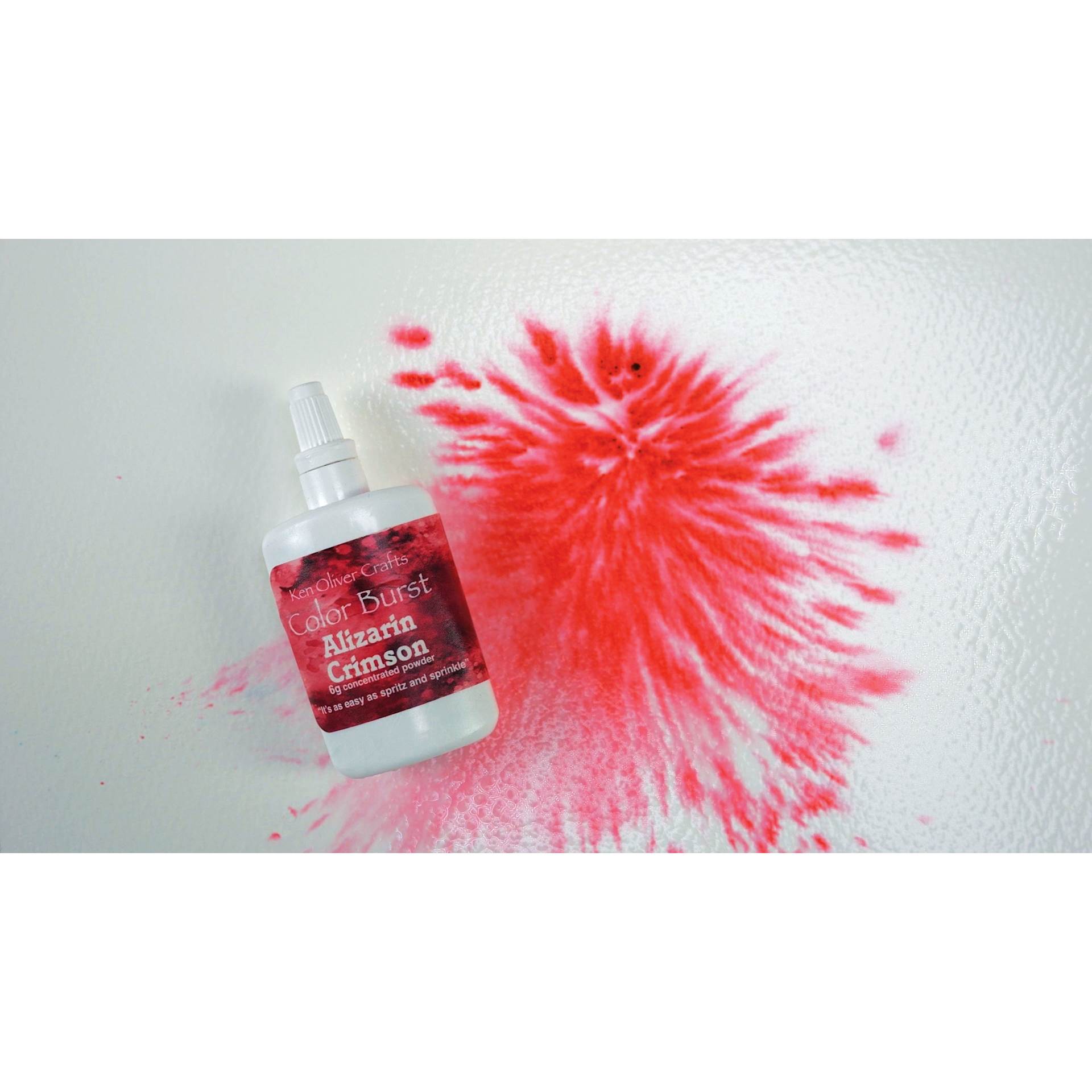 Color Burst Watercolor Powders - Brights, Set of 6, Alizarin Crimson bottle with swatch