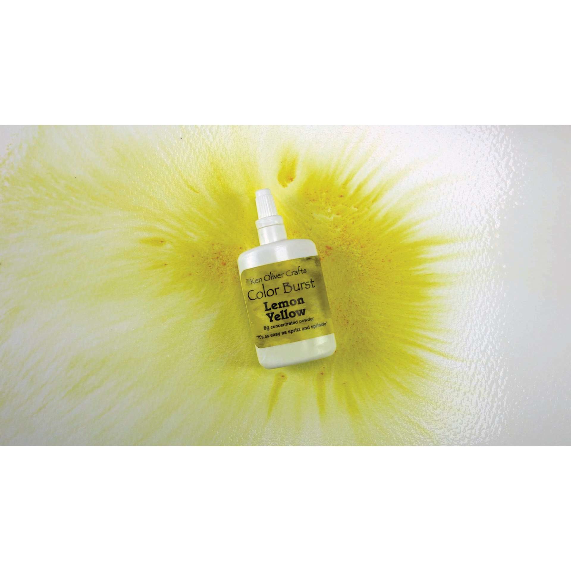 Color Burst Watercolor Powders - Brights, Set of 6, Lemon Yellow bottle with swatch