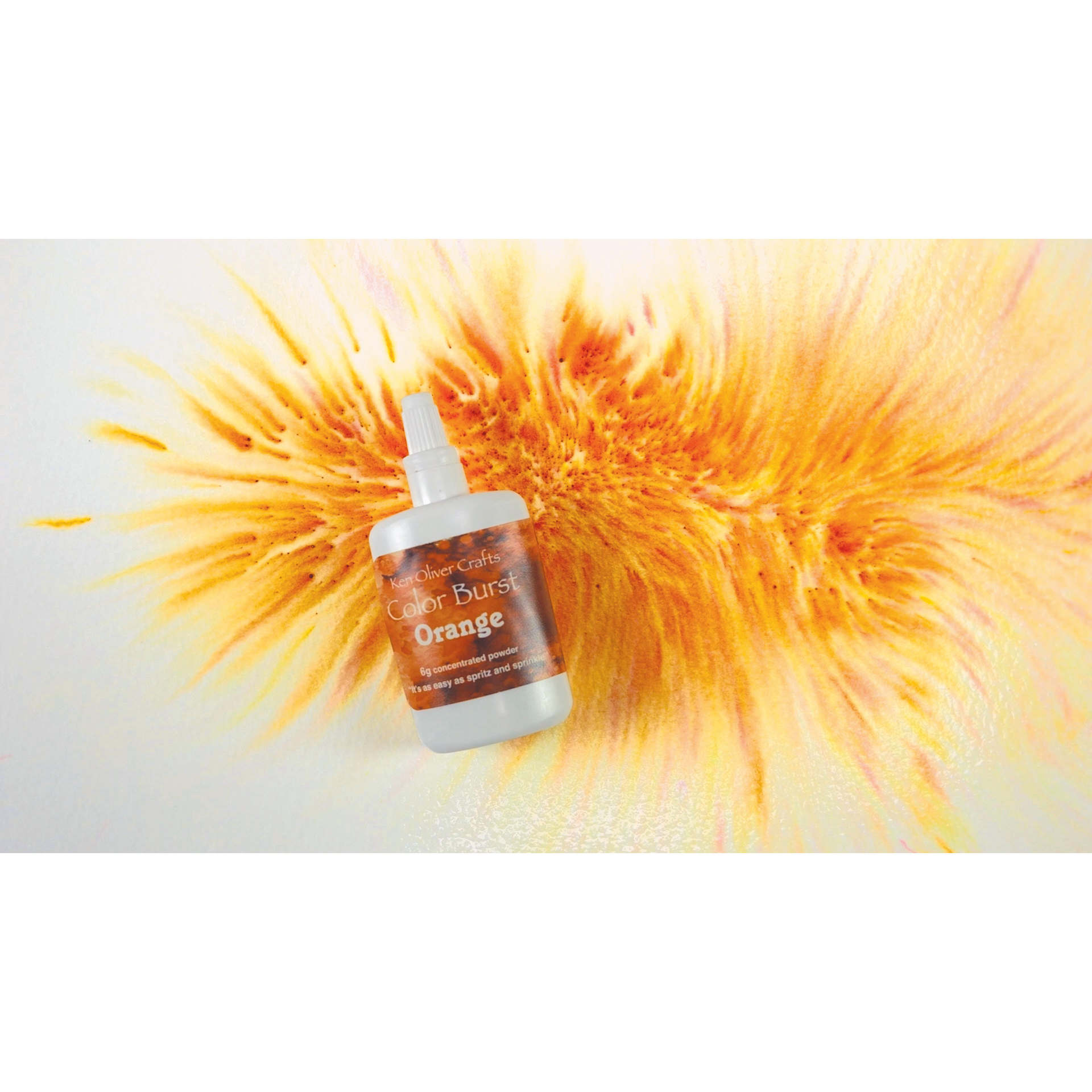 Color Burst Watercolor Powders - Brights, Set of 6, Orange bottle with swatch