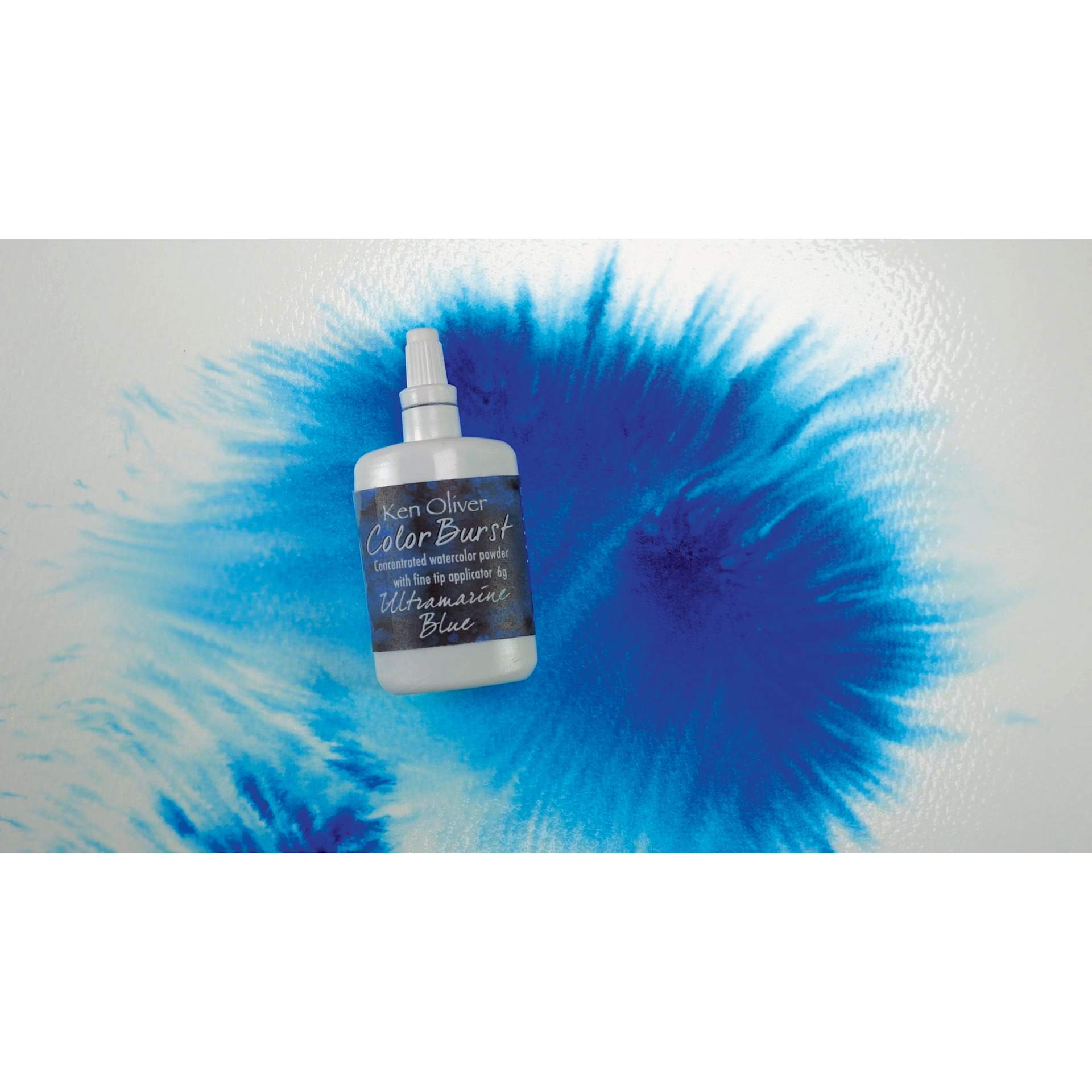 Color Burst Watercolor Powders - Brights, Set of 6, Ultramarine Blue bottle with swatch