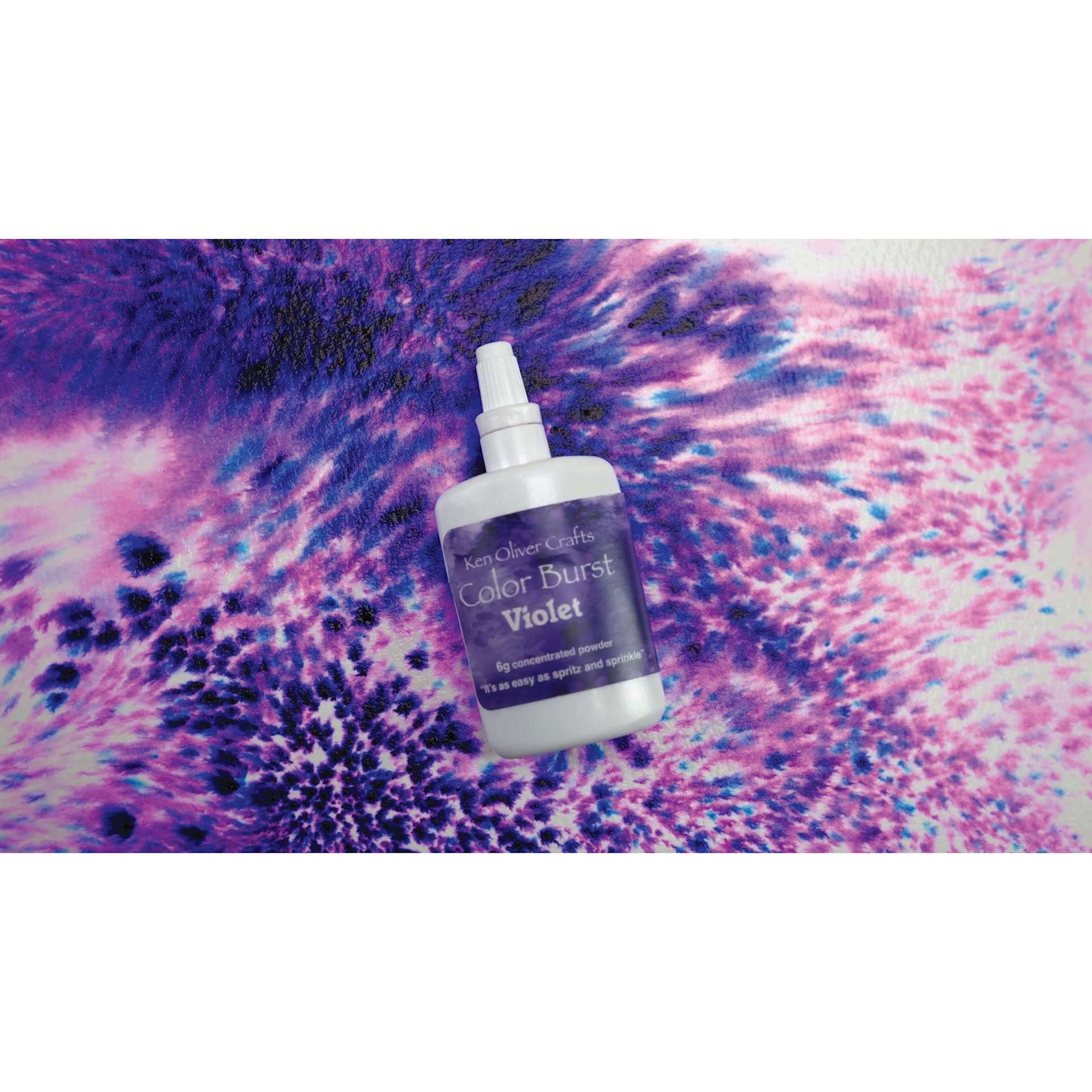 Color Burst Watercolor Powders - Brights, Set of 6, Violet bottle with swatch
