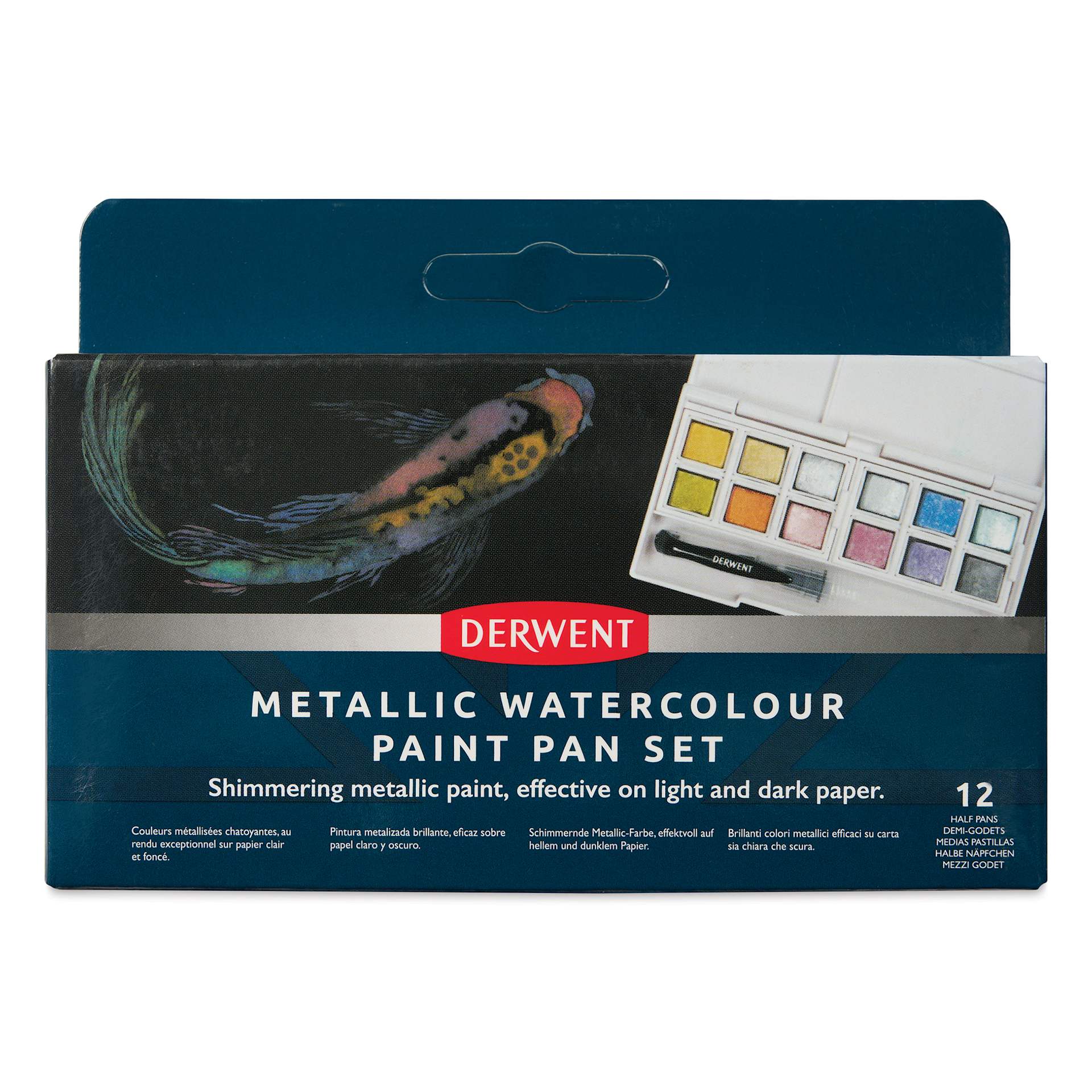 Derwent Metallic Watercolor Pans - Set of 12 front of package