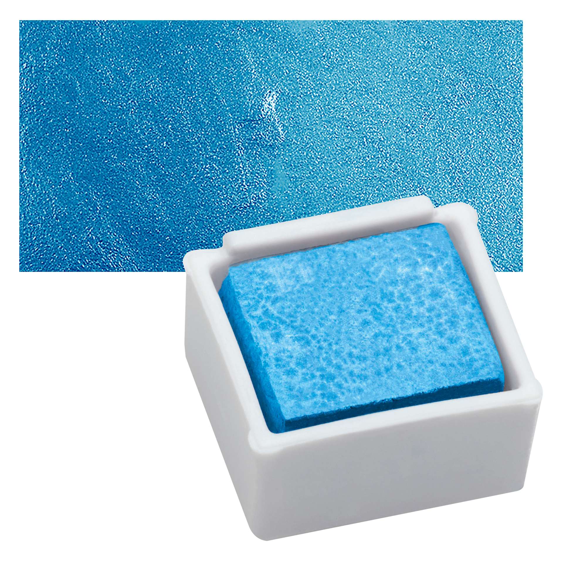 Derwent Watercolor Pan - Metallic Blue pan and swatch